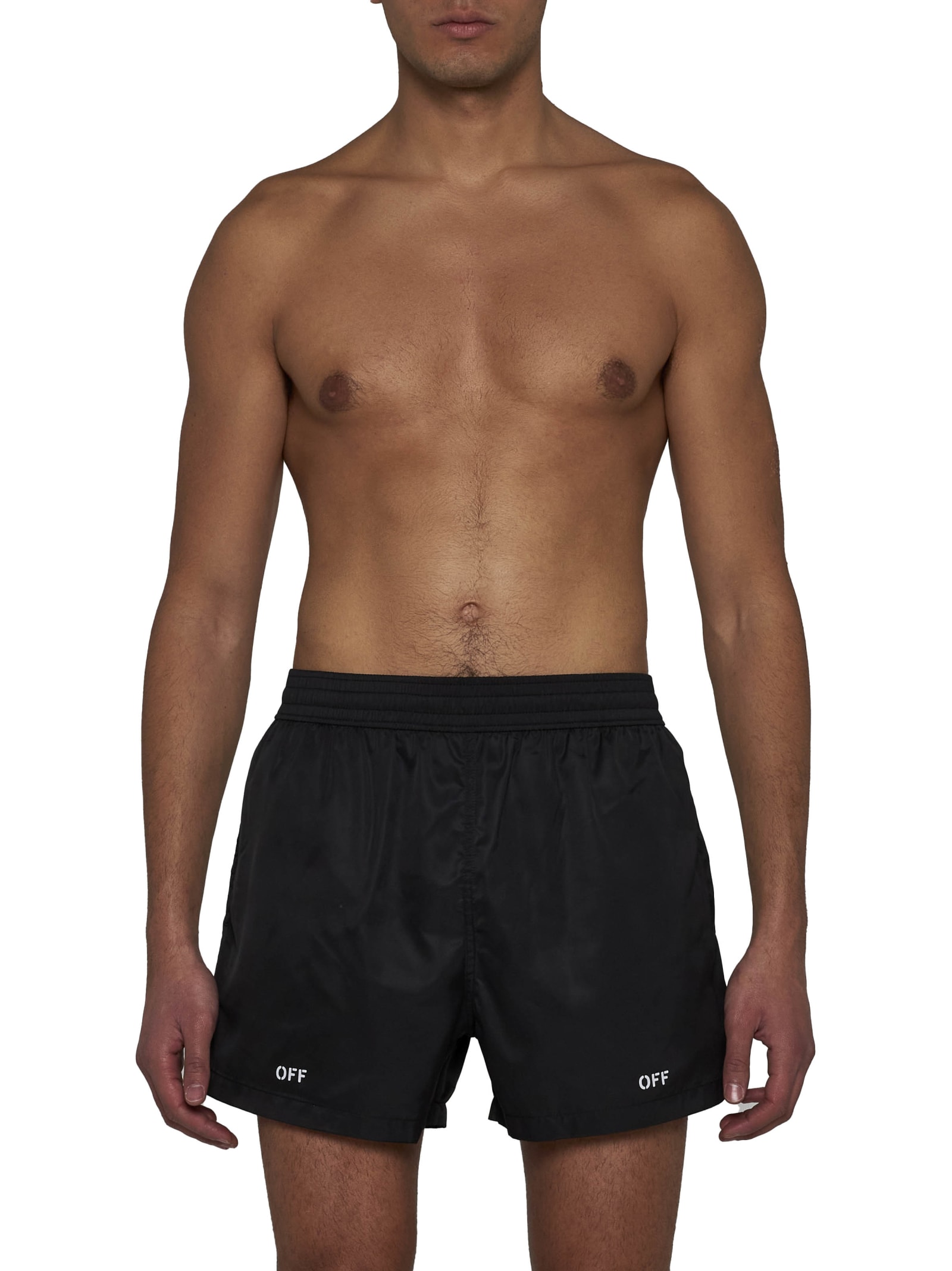 Shop Off-white Swimming Trunks In Black
