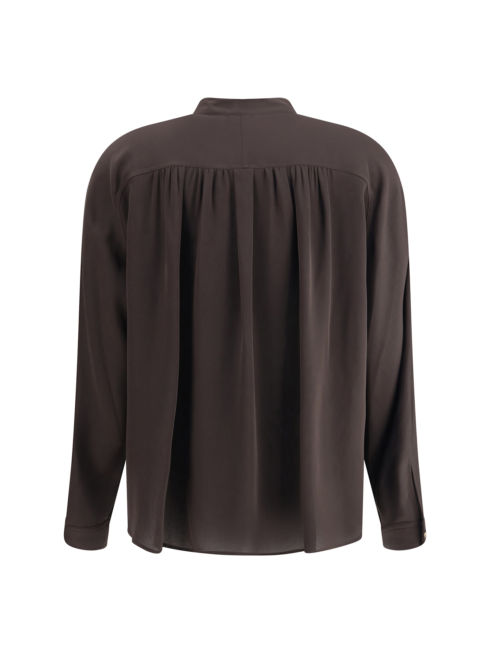 Giorgio Armani Women Doublebreasted Silk Shirt In Brown
