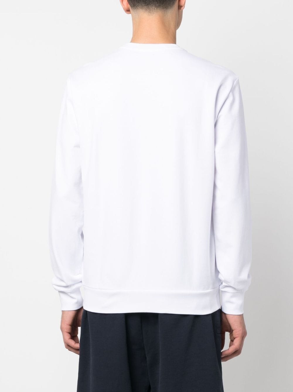 Ea7 Logo Cotton Crewneck Sweatshirt In White