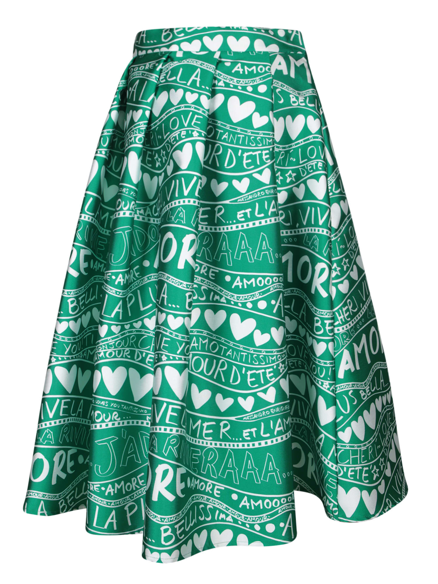 Alessandro Enriquez Printed Midi Skirt In Green