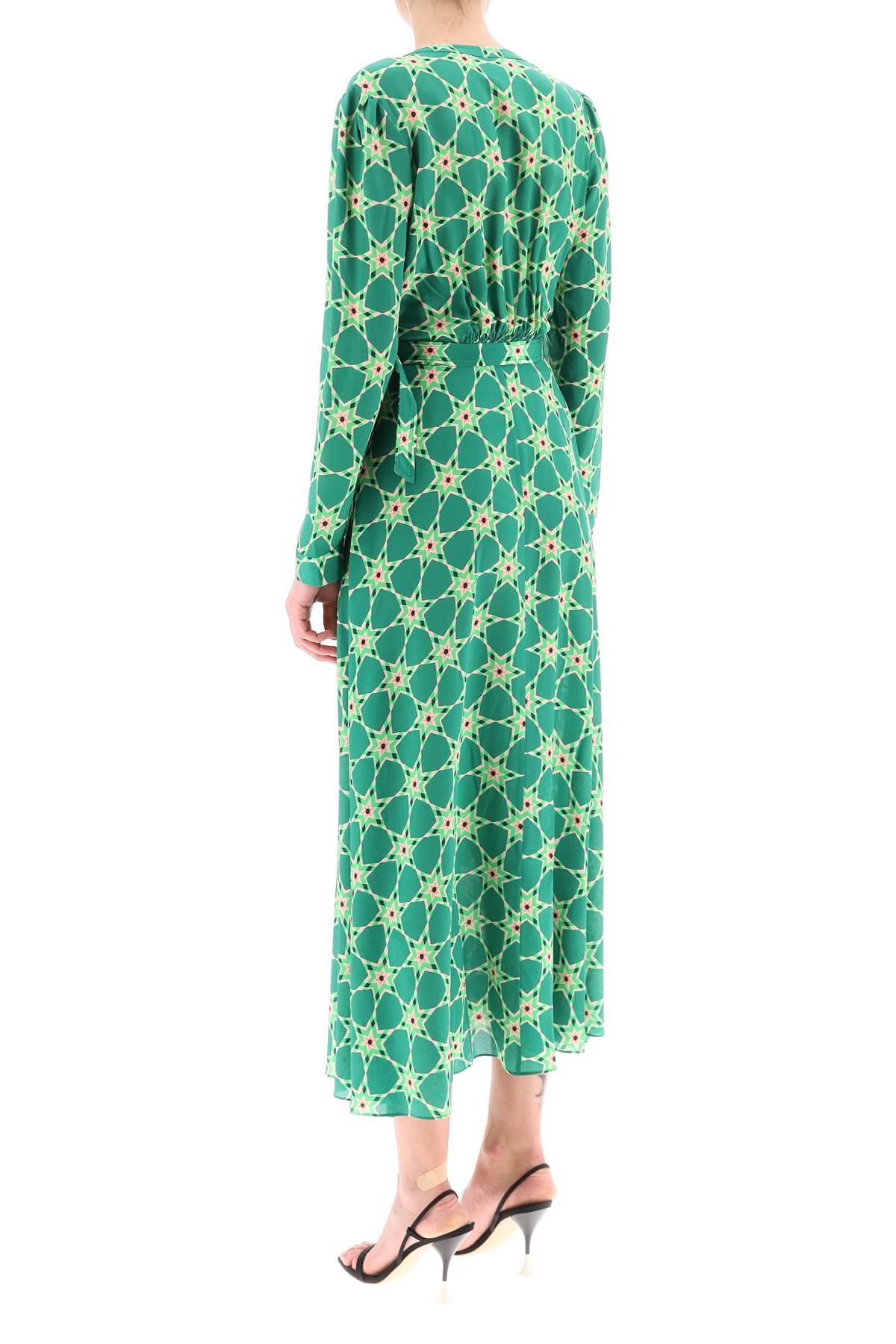 Shop Saloni Lea Long Shirt Dress In Silk Crepe In Nebula (green)