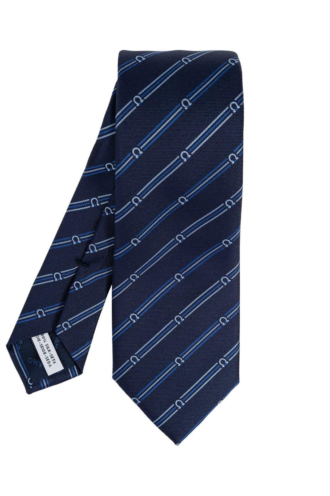 Shop Ferragamo Gancini Embroidered Tie In Blue