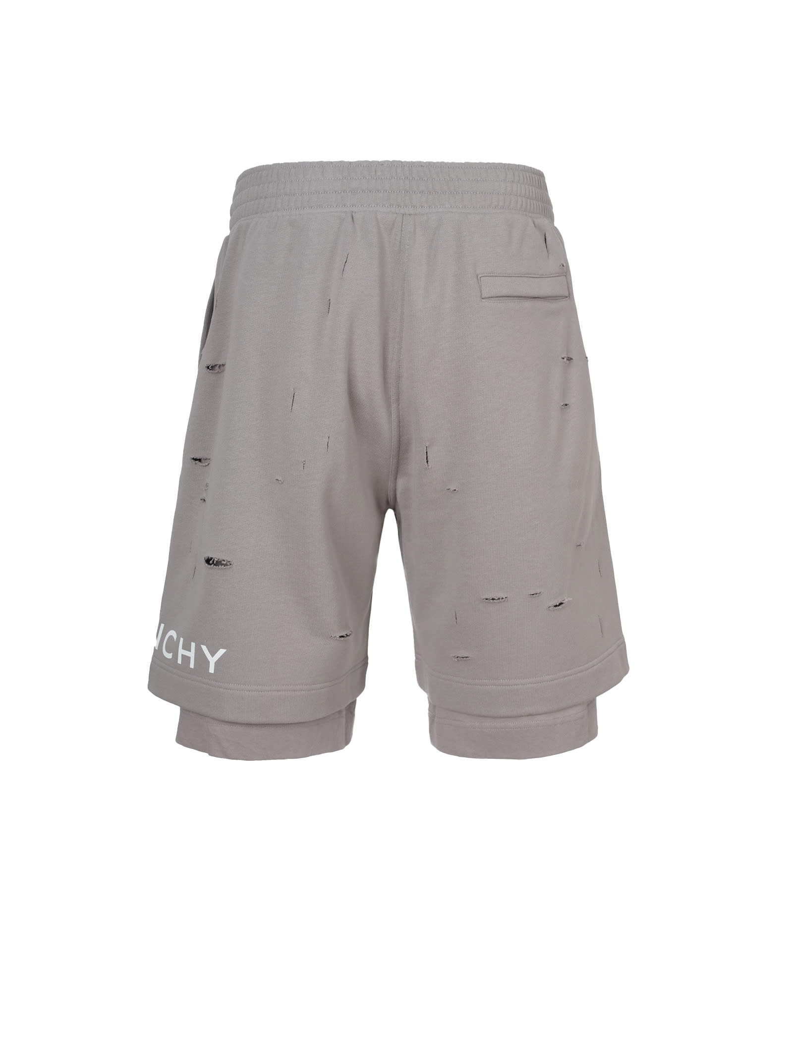 Shop Givenchy Bermuda Shorts In Destroyed-effect Brushed Fabric In Taupe