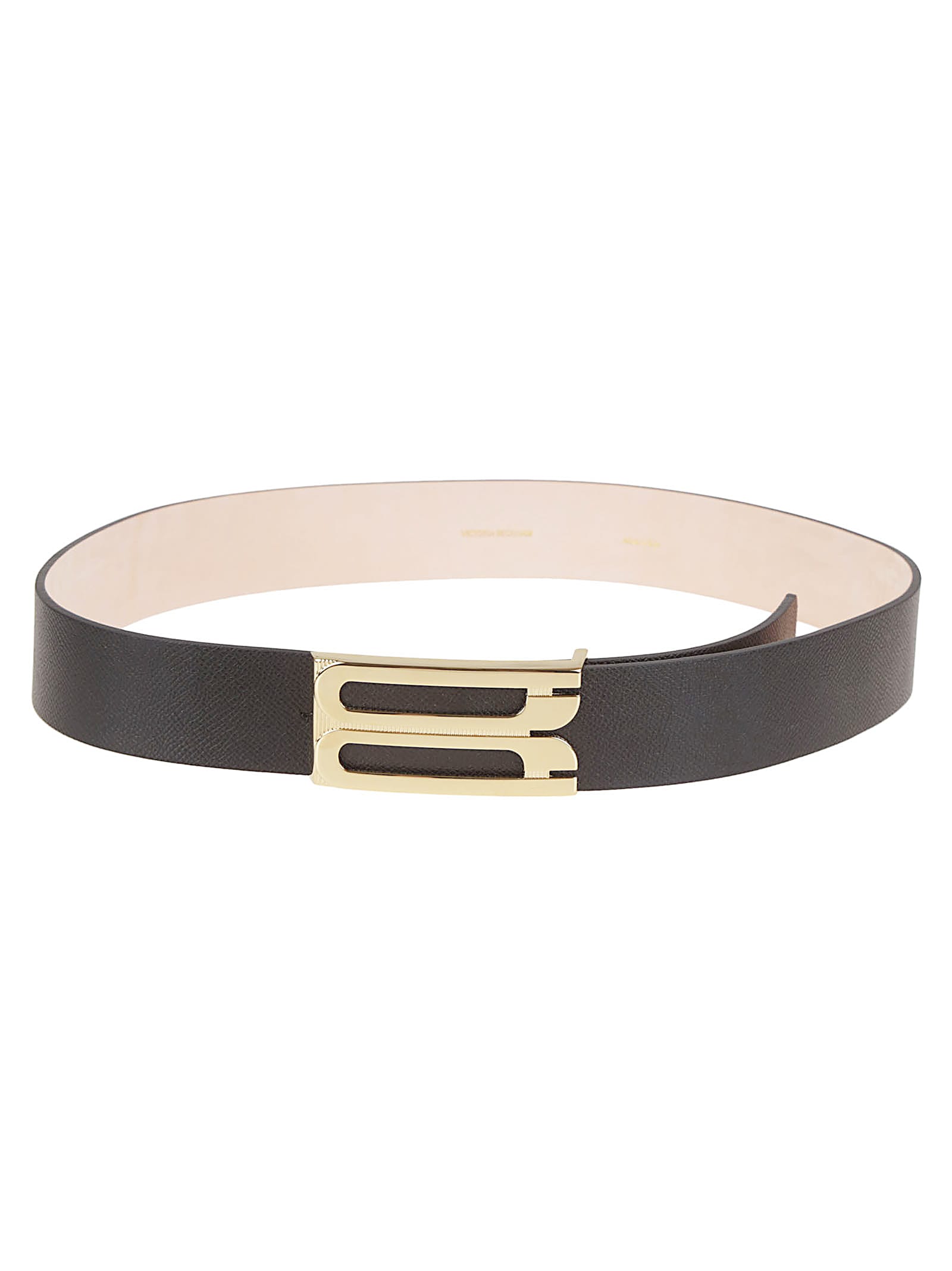 Victoria Beckham Textured Black Calf Leather Belt In Black