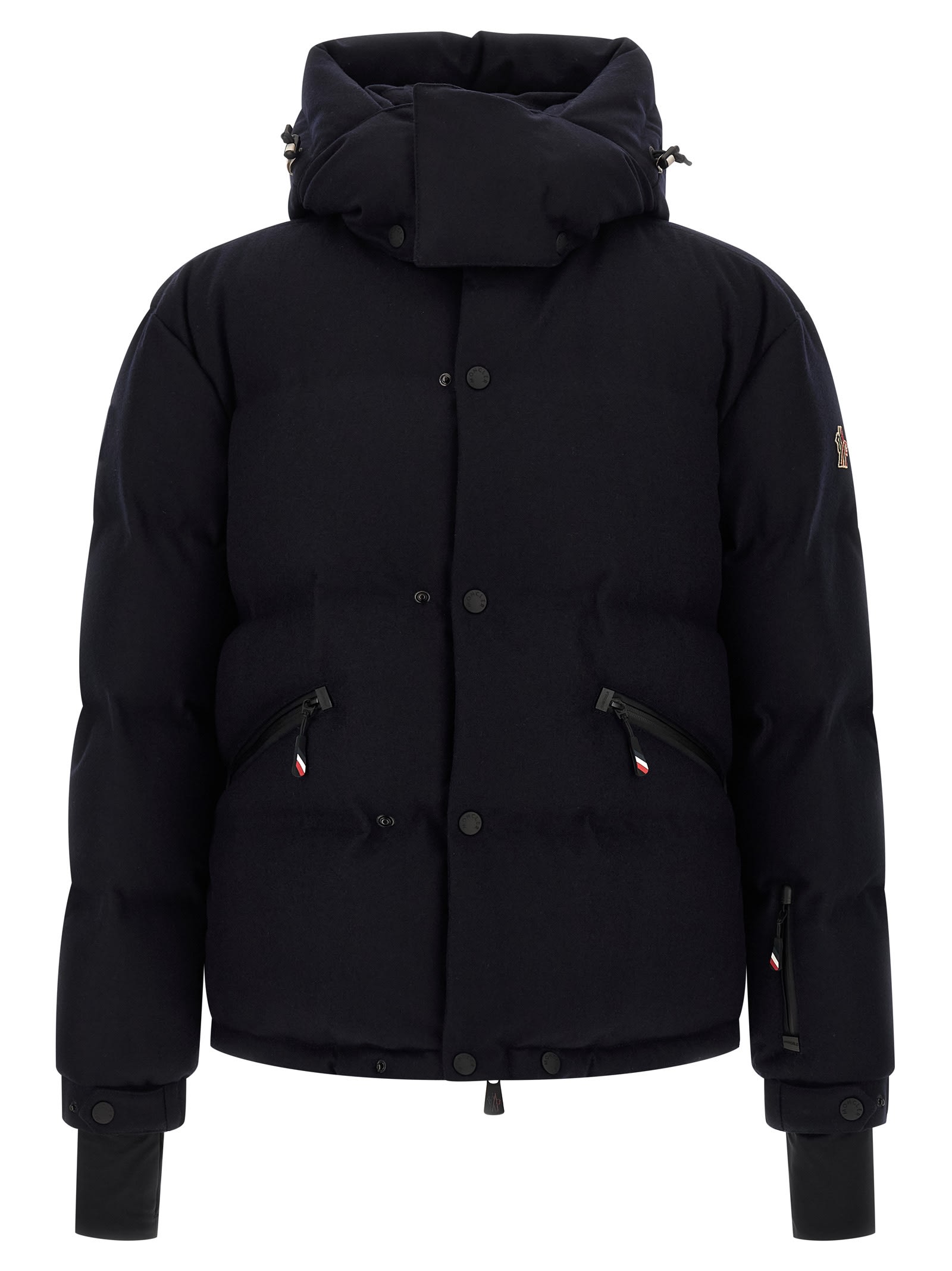 Moncler Down Jacket With Hood And Zippered Pockets In Black