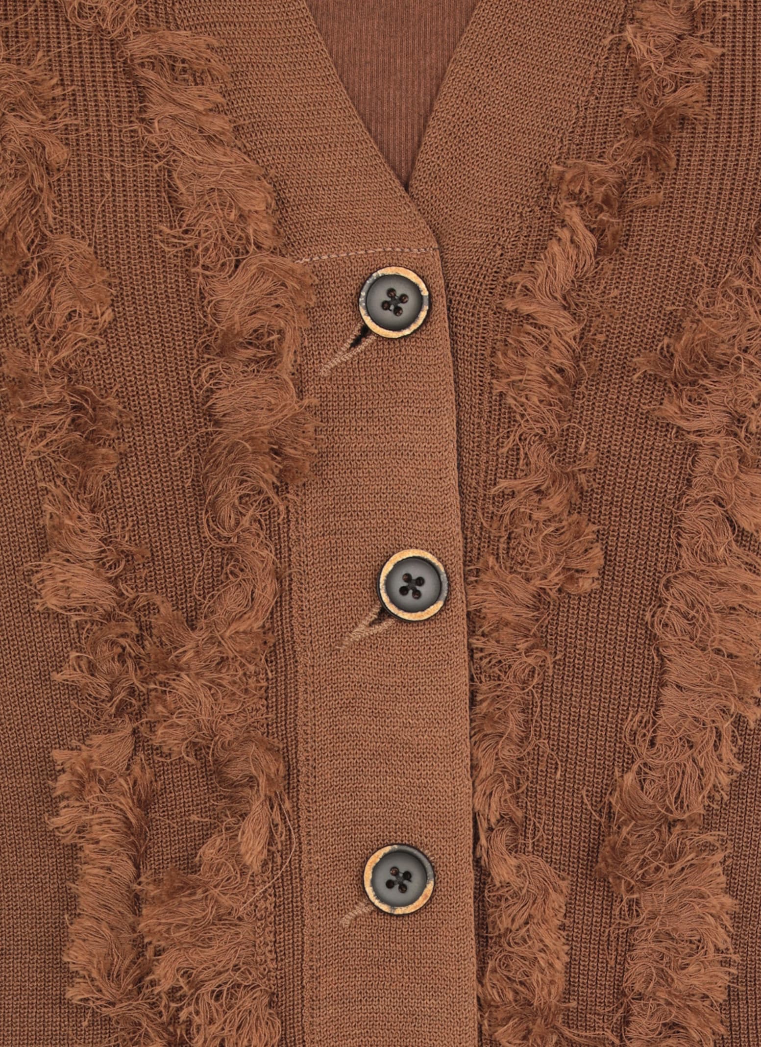 Uma Wang Fringe-detail V-neck Cotton Cardigan In Brown