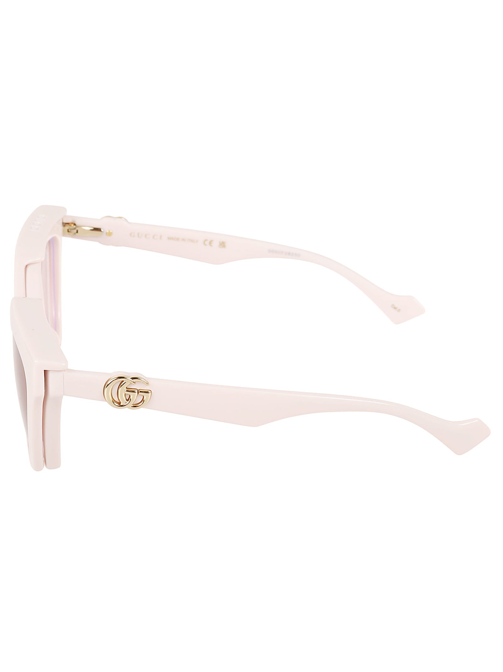 Shop Gucci Gg Plaque Cat-eye Sunglasses In 003 Ivory Ivory Transpare