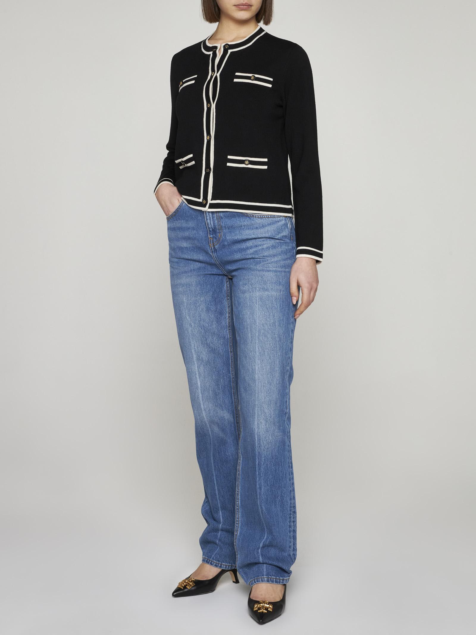 Shop Tory Burch Kendra Wool Cardigan In Black