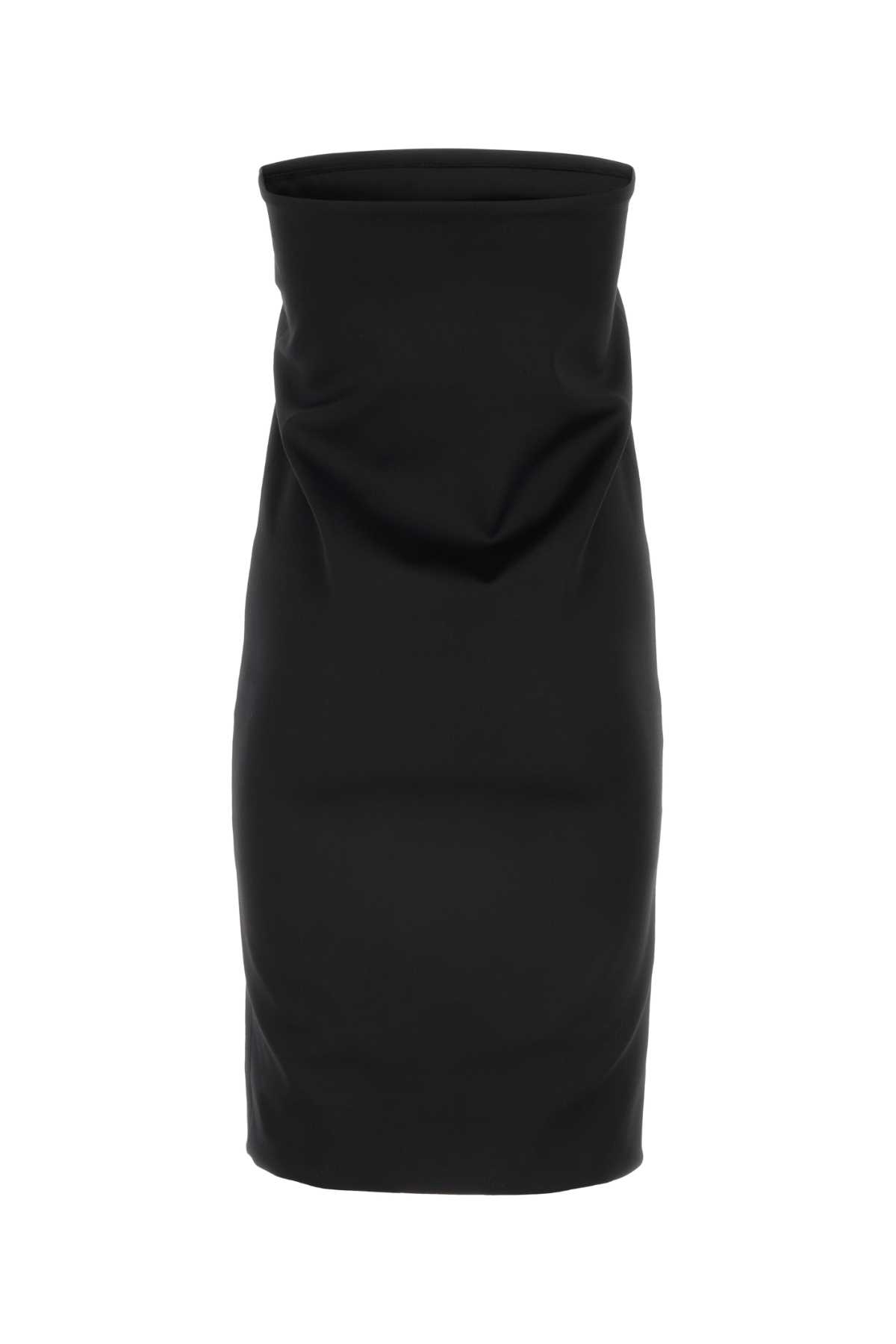 Saint Laurent Black Stretch Silk Dress In Noir