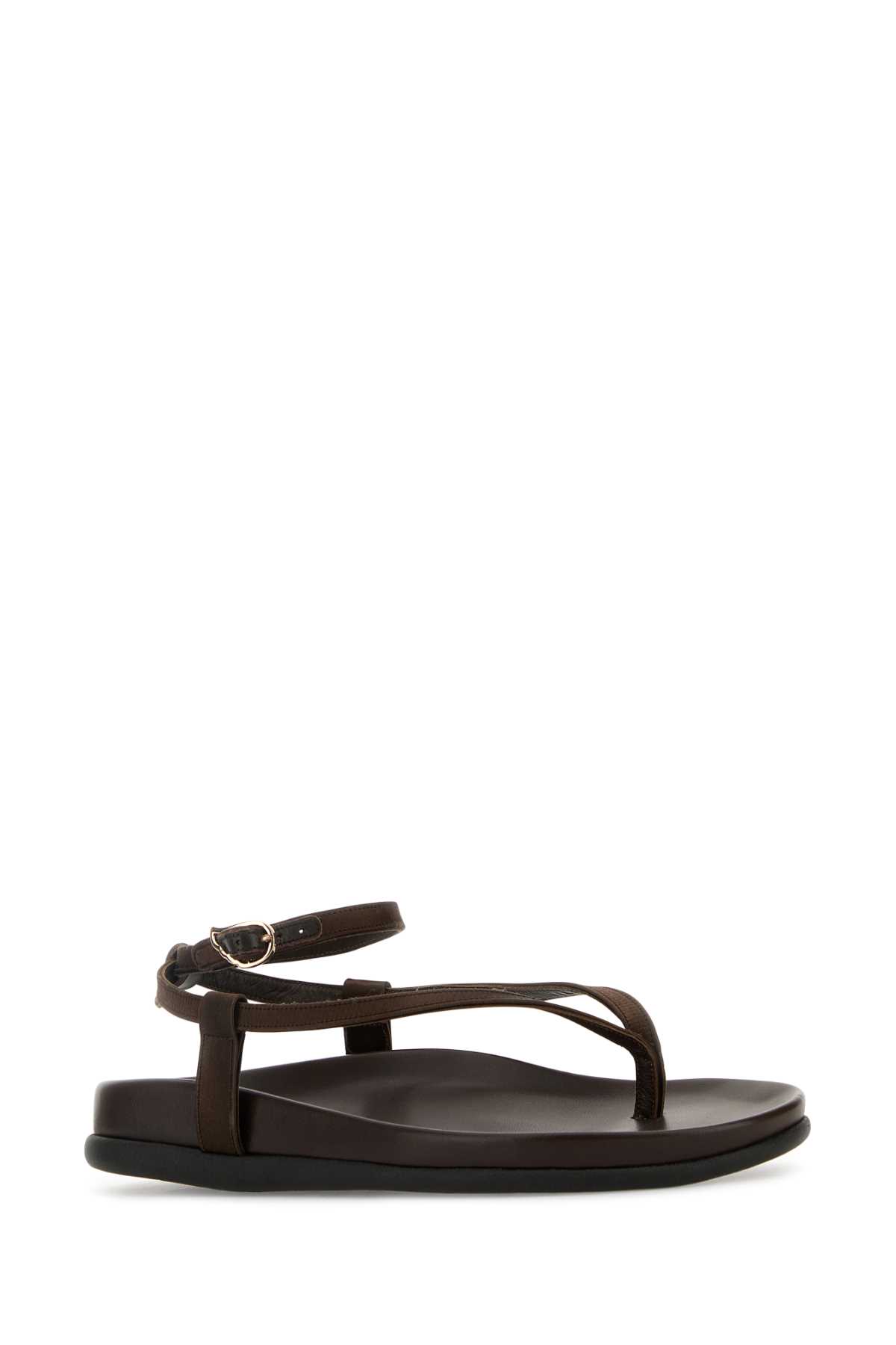 Ancient Greek Sandals Brown Satin Saloni Thong Sandals In Brown