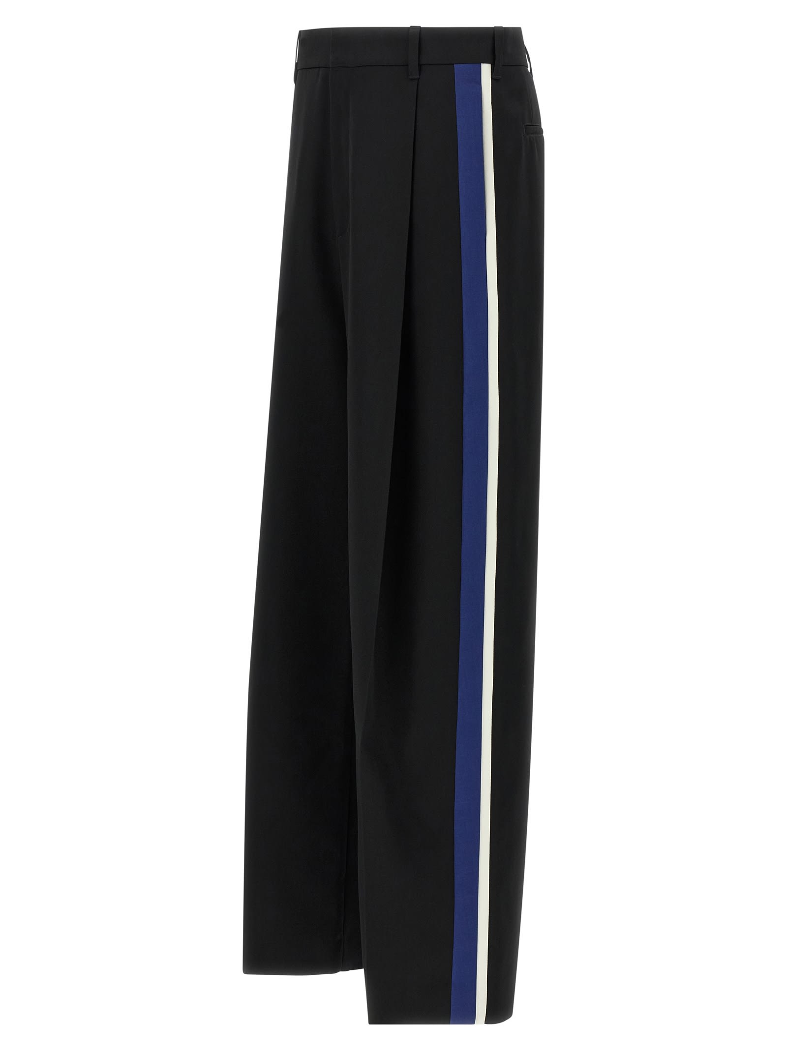 Marni Wool Trousers With Pleated Front And Side Stripe In Black