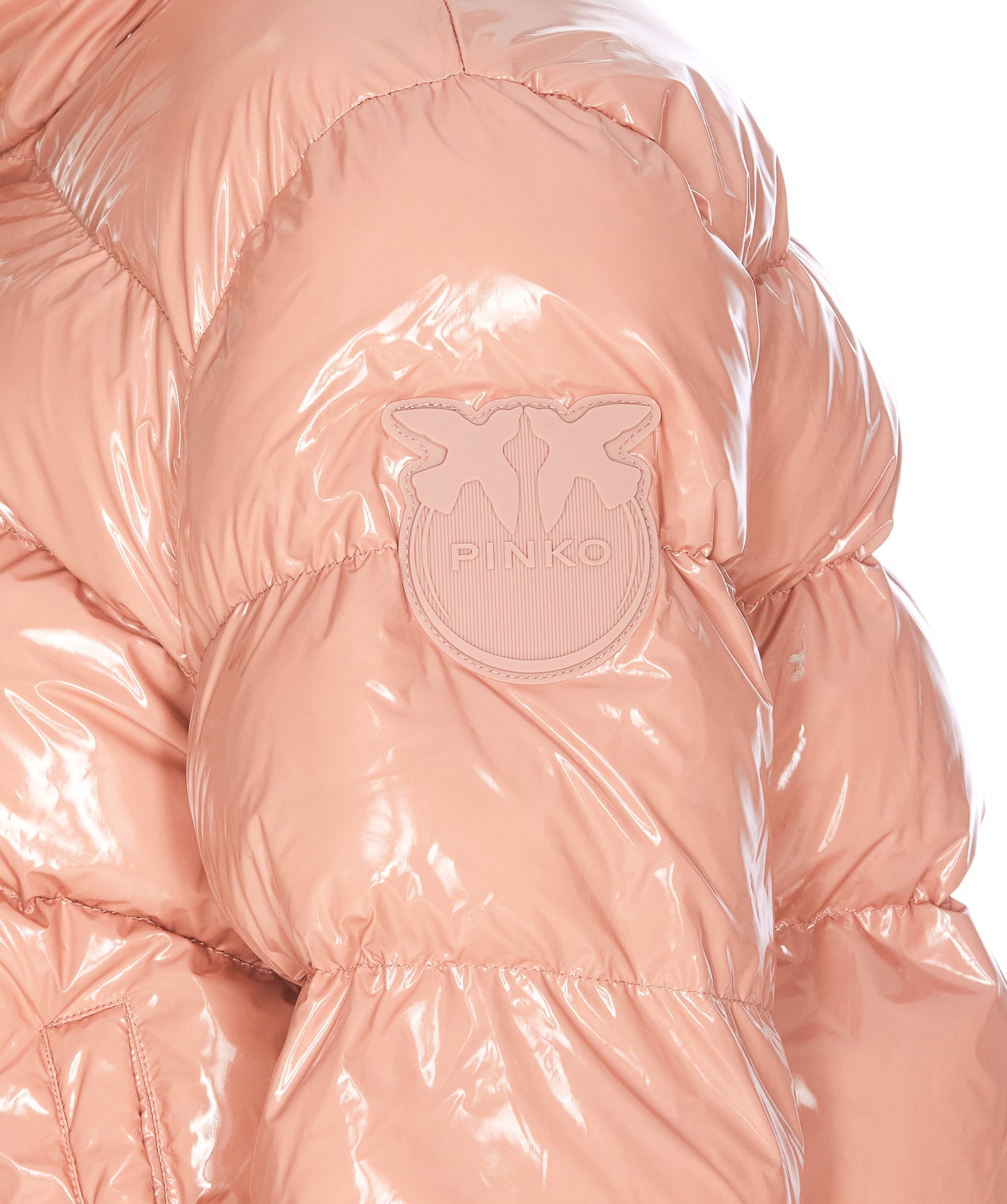 Shop Pinko Crystal Nylon Caban Down Jacket In Pink