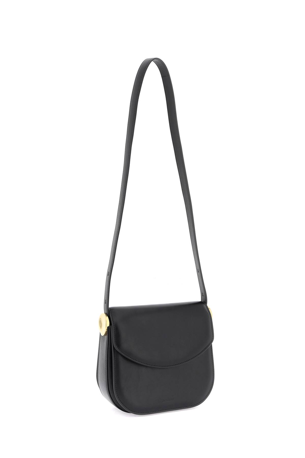 Shop Jil Sander Padded Leather Coin Shoulder Bag With Adjustable Strap In Black (black)