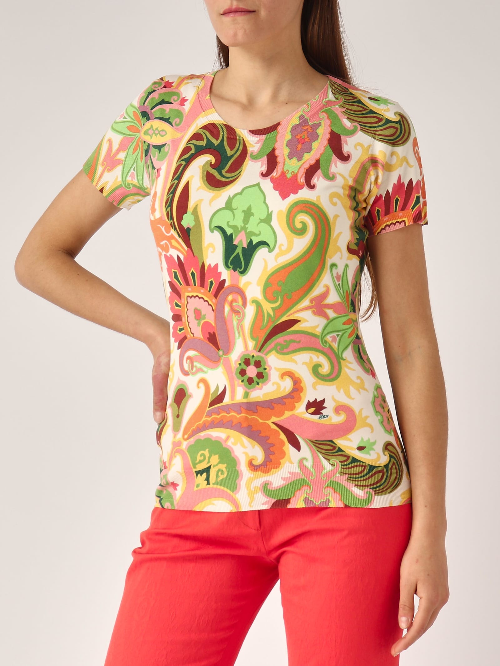Etro Misto Seta Sweater In Multicolor