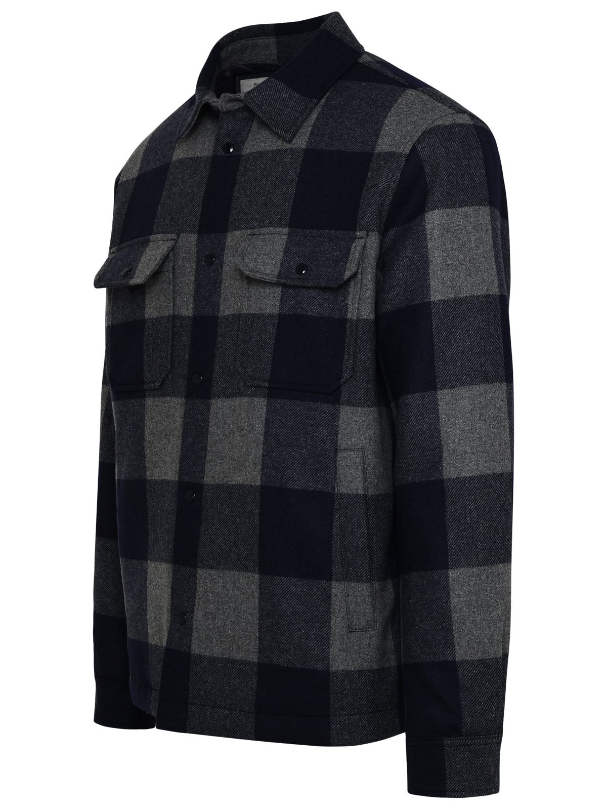 Shop Woolrich Alaskan Two-tone Wool Shirt In Blue