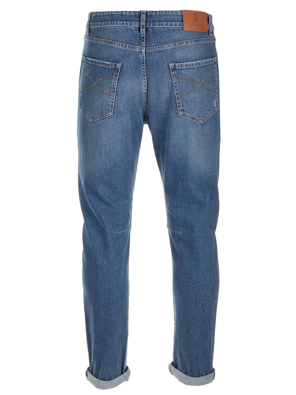 Shop Brunello Cucinelli Distressed Straight-leg Jeans