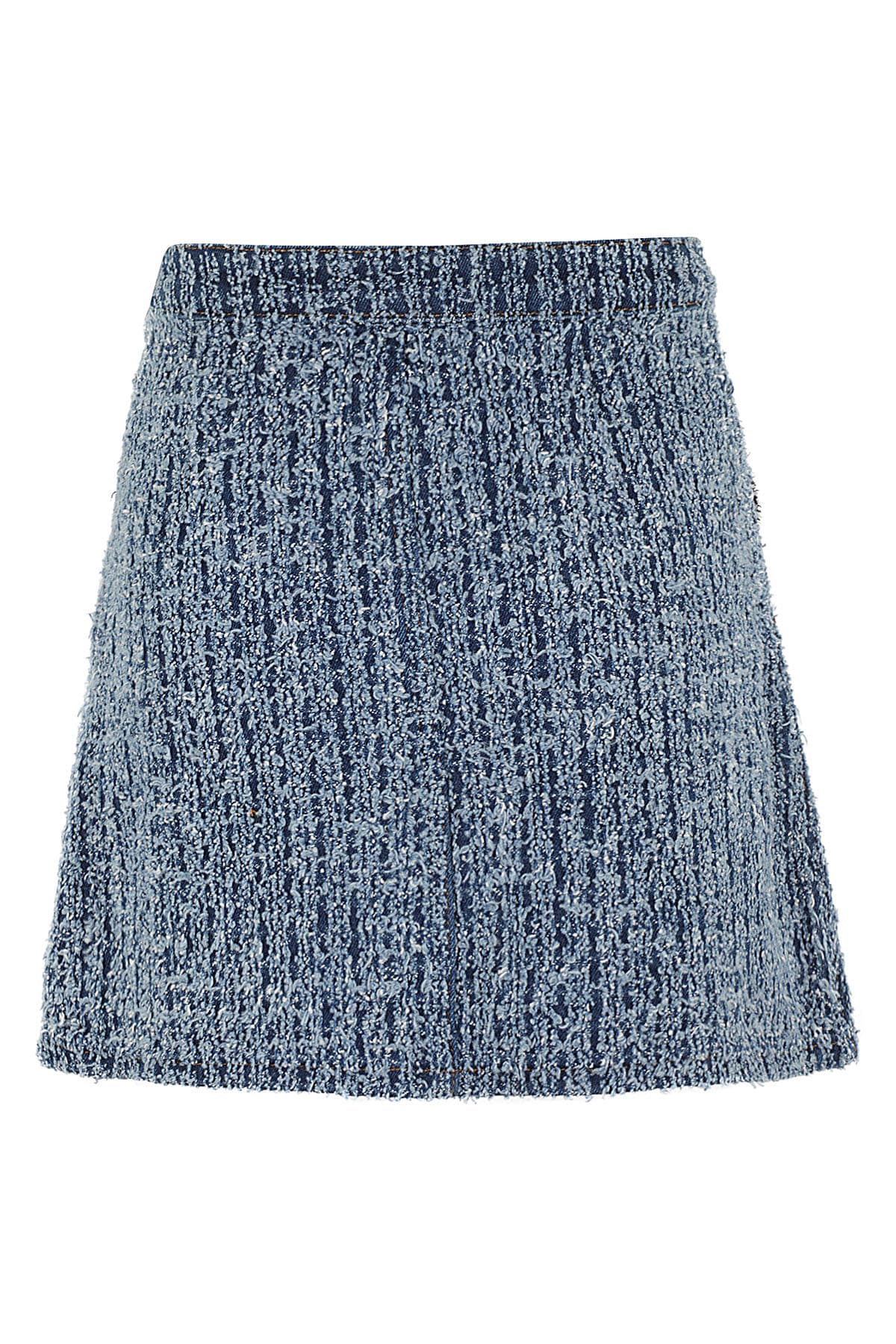 Shop Self-portrait Textured Denim Mini Skirt In Blue