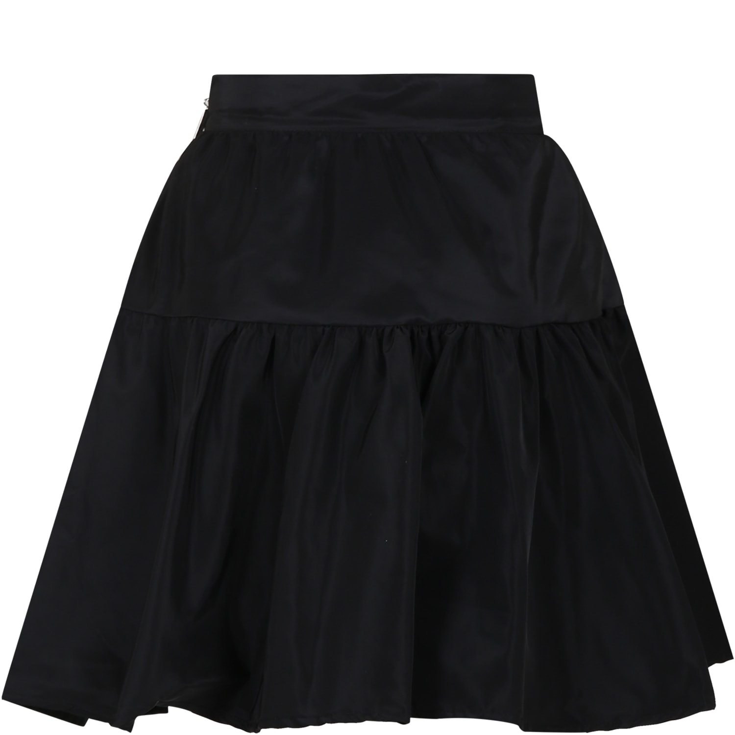 Shop Msgm Grey Skirt For Girl With Logo In Black