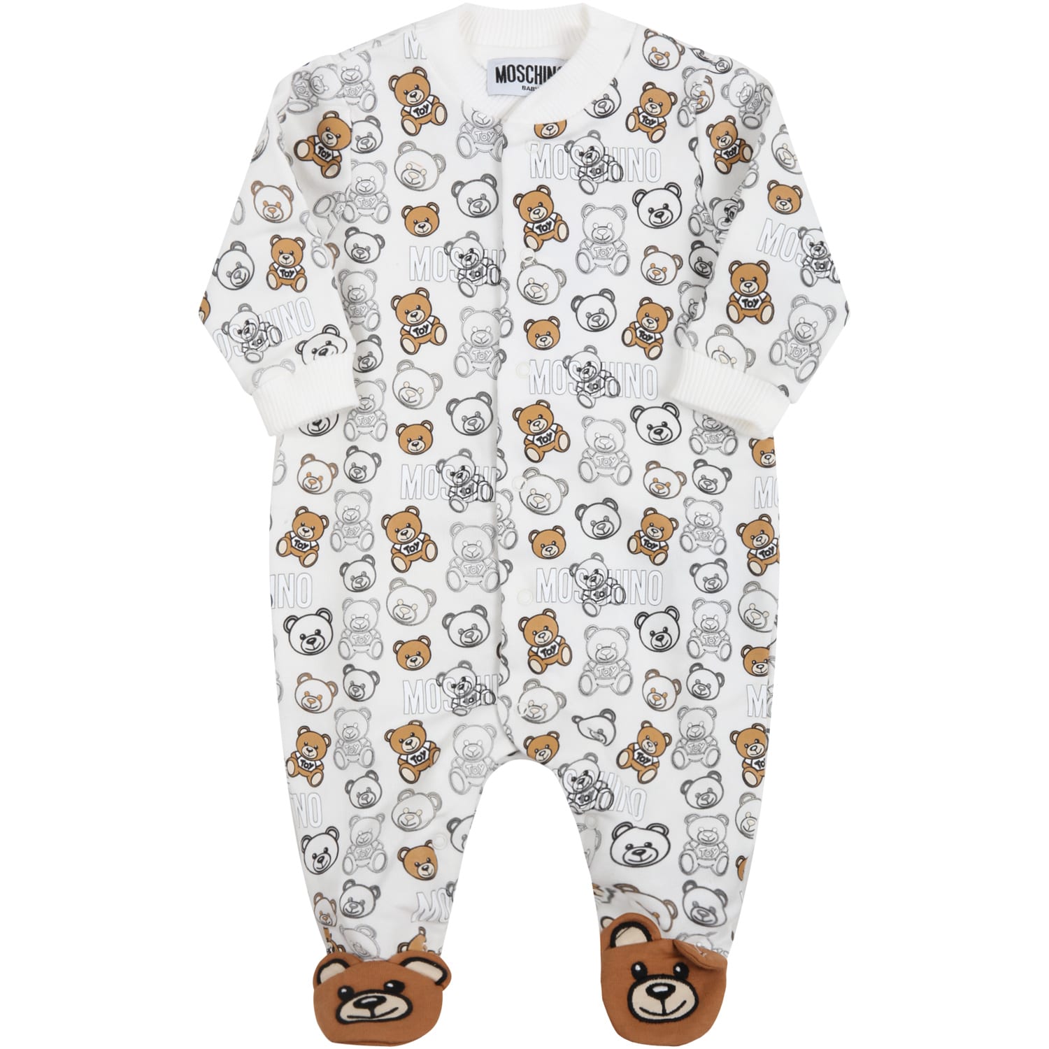 Moschino White Babygrow For Baby Kids With Teddy Bears