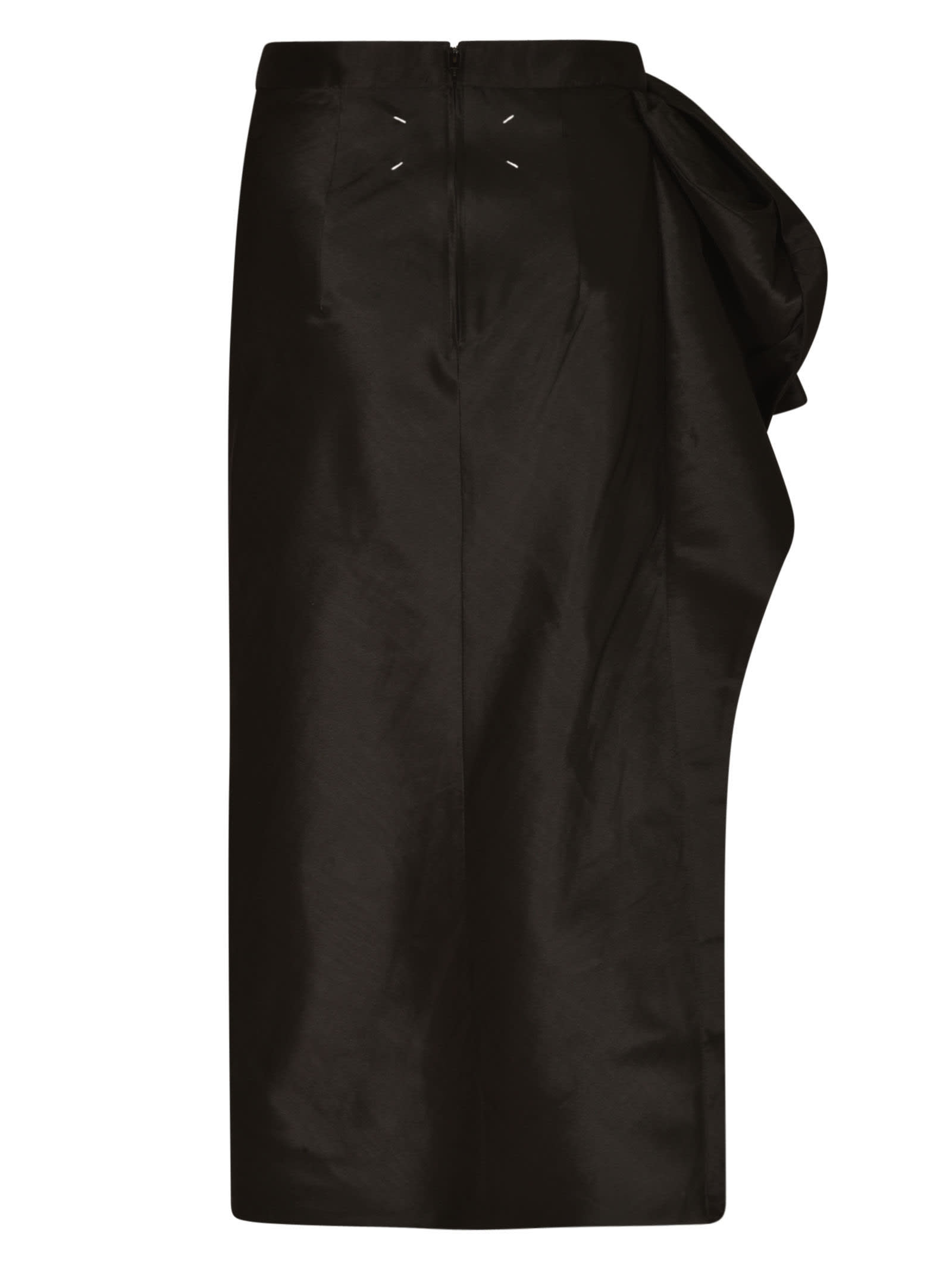 Shop Maison Margiela Floral Detail Midi Skirt In Black