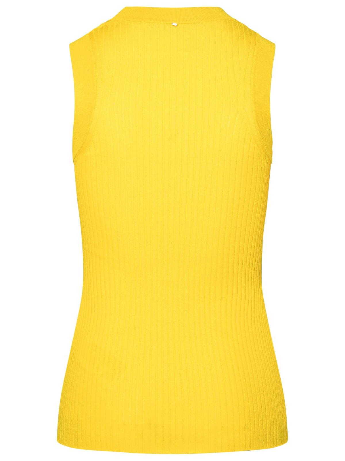 Shop Sportmax Toledo Crewneck Sleeveless Knitted Top In Yellow