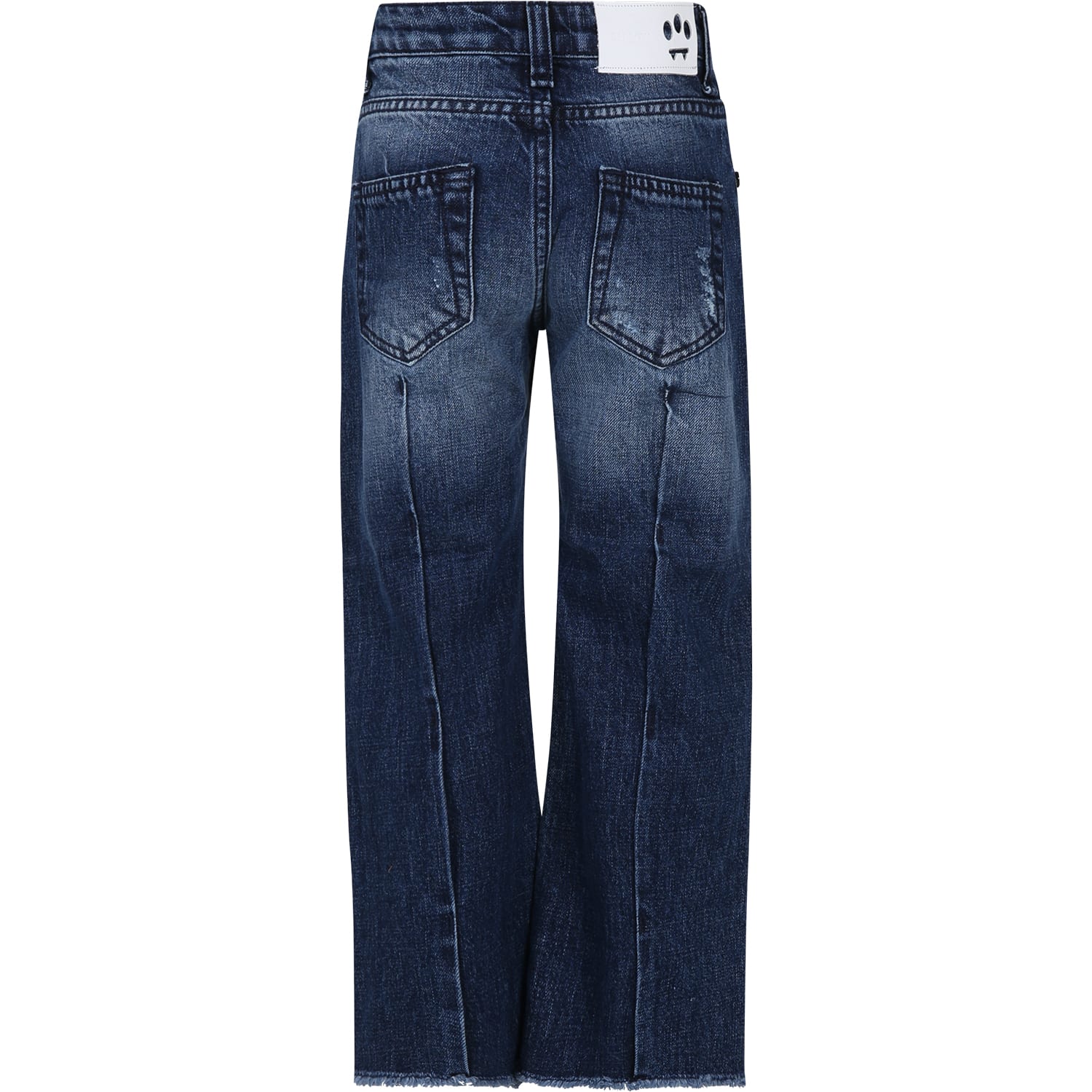 Shop Barrow Jeans For Kids With Rips And Logo In Denim Blue