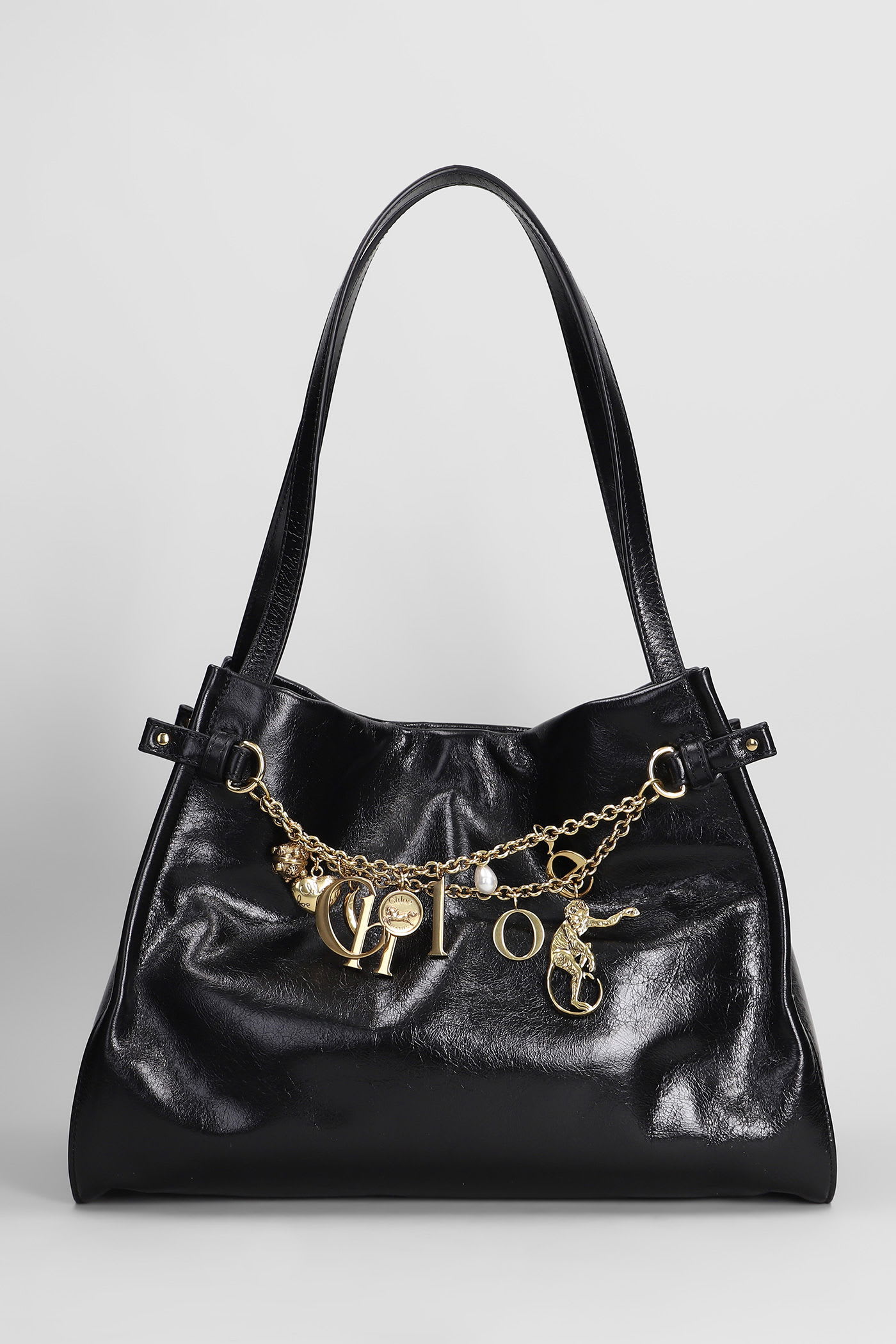 Chloé Chloe Charms Tote In Black Leather In Black
