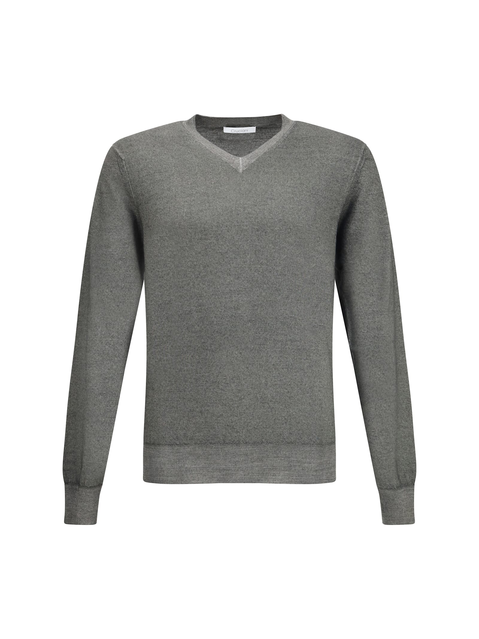 Cruciani V-neck Long-sleeve Sweater In Gray