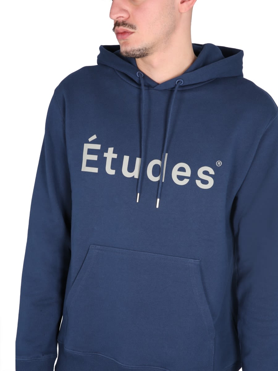 Etudes Studio Etudes Logo Printed Drawstring Hoodie In Blue