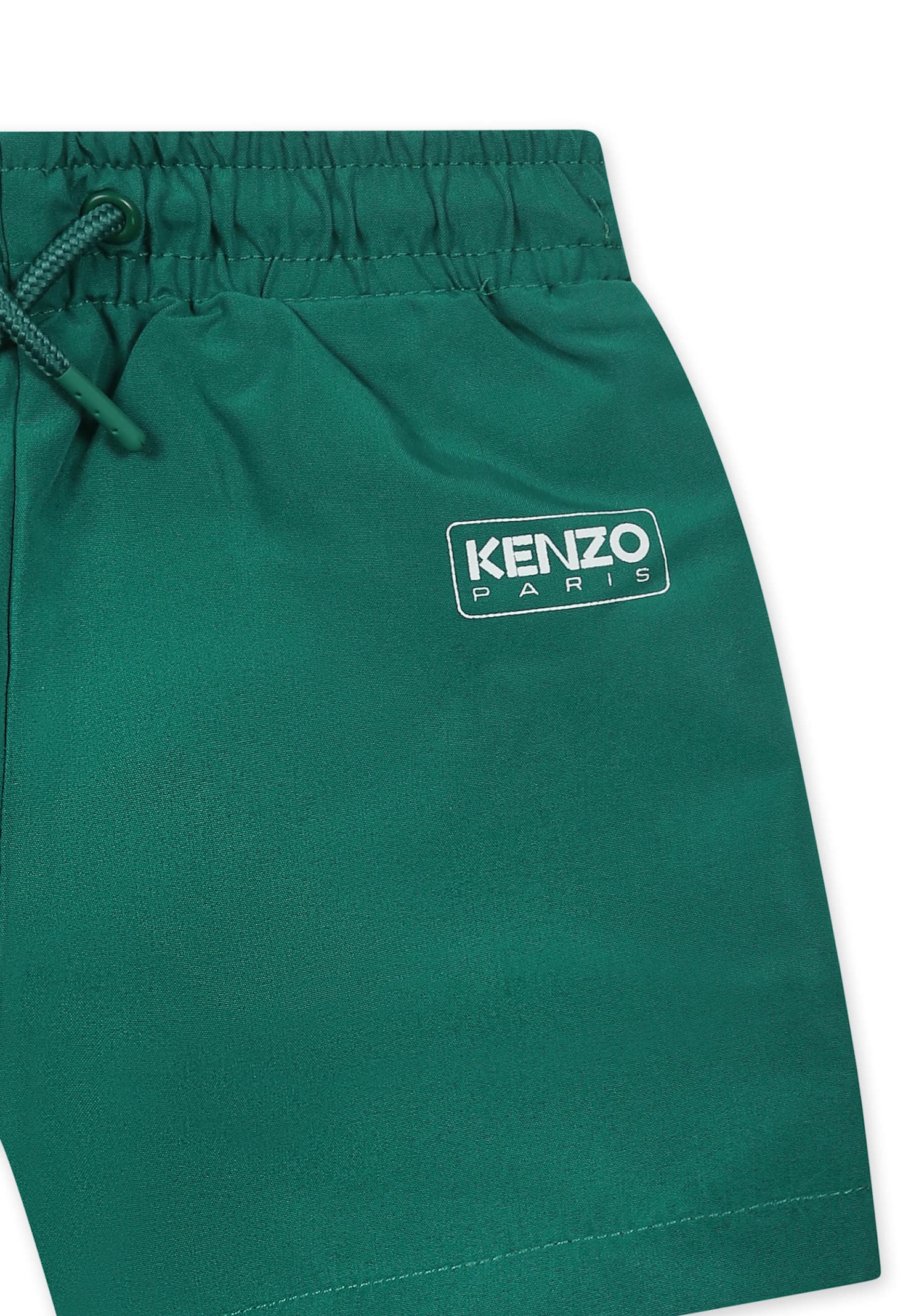 Kenzo Green Swim Shorts For Baby Boy With Logo In Green