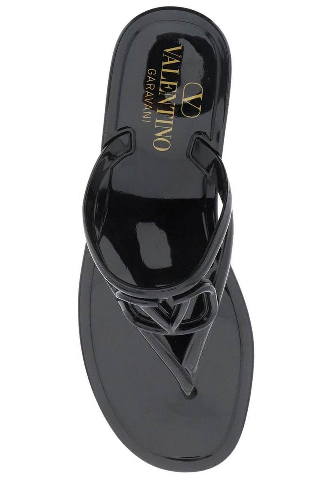 Shop Valentino Vlogo Signature Slip-on Flip Flops In Black