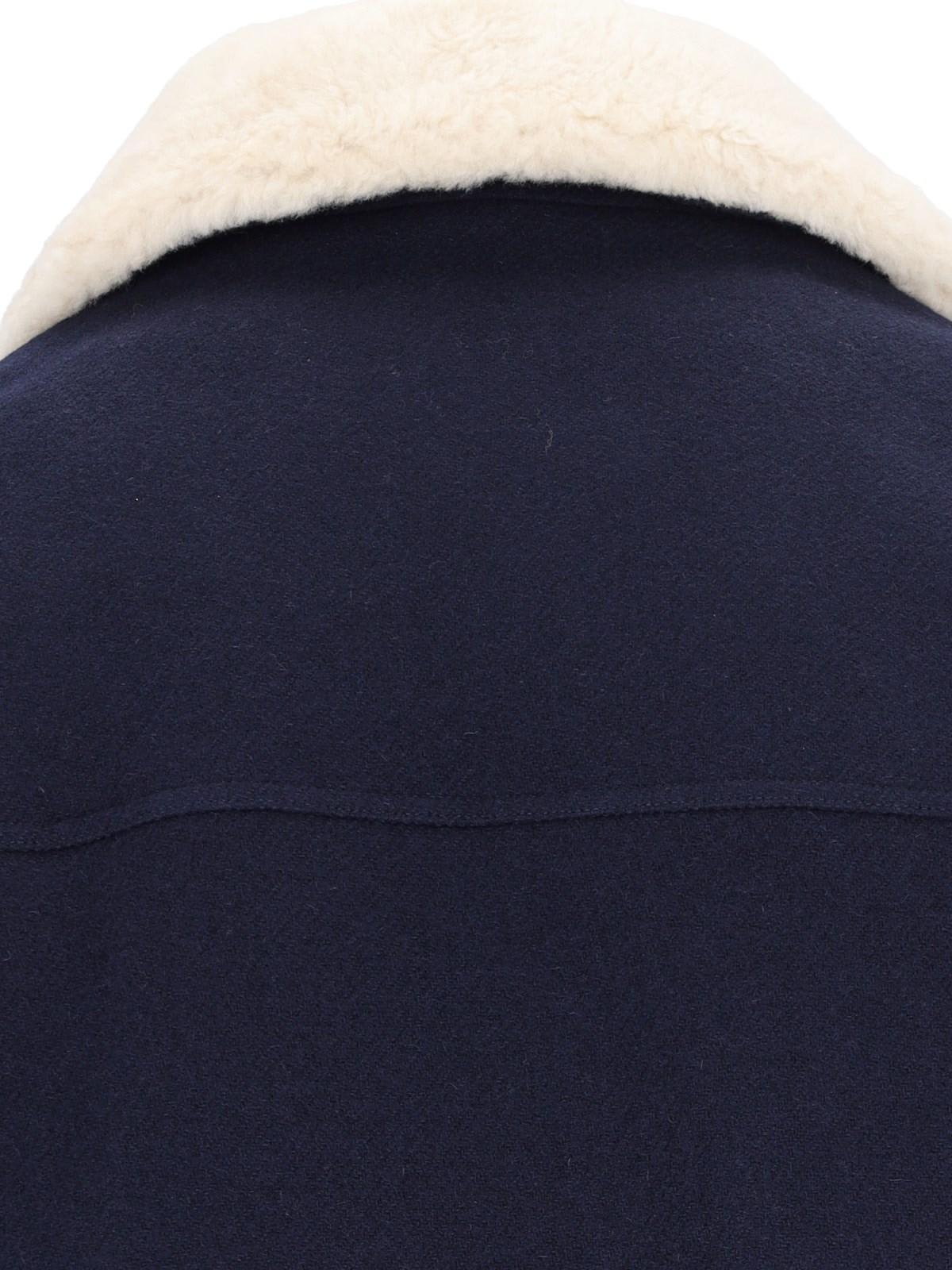 Shop Ami Alexandre Mattiussi Shearling Bomber Jacket In Navy Blue