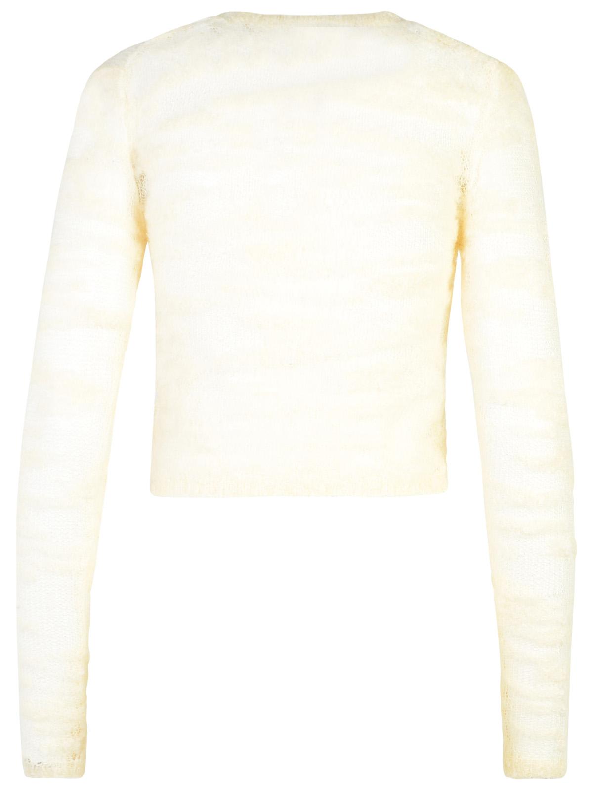 Shop Ganni Cream Alpaca Blend Cardigan