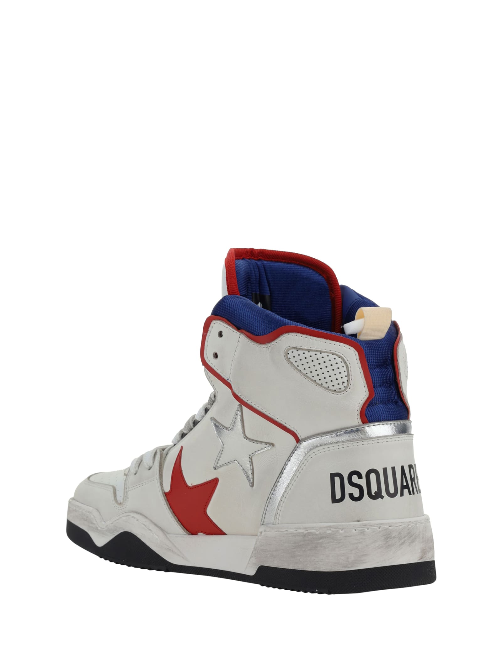 Shop Dsquared2 High Top Sneakers In Bianco+rosso+blu