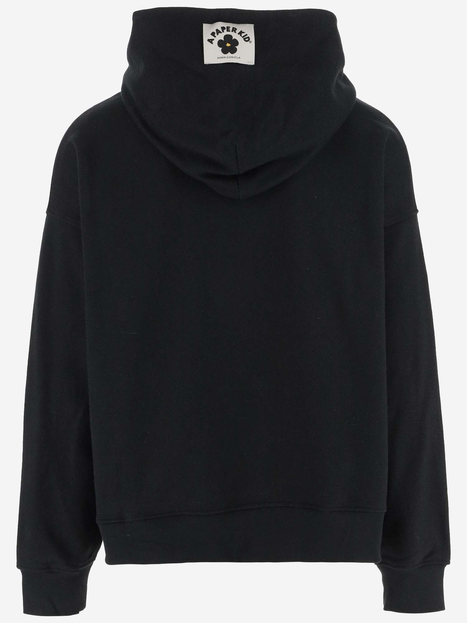 Shop A Paper Kid Cotton Sweatshirt With Logo In Nero