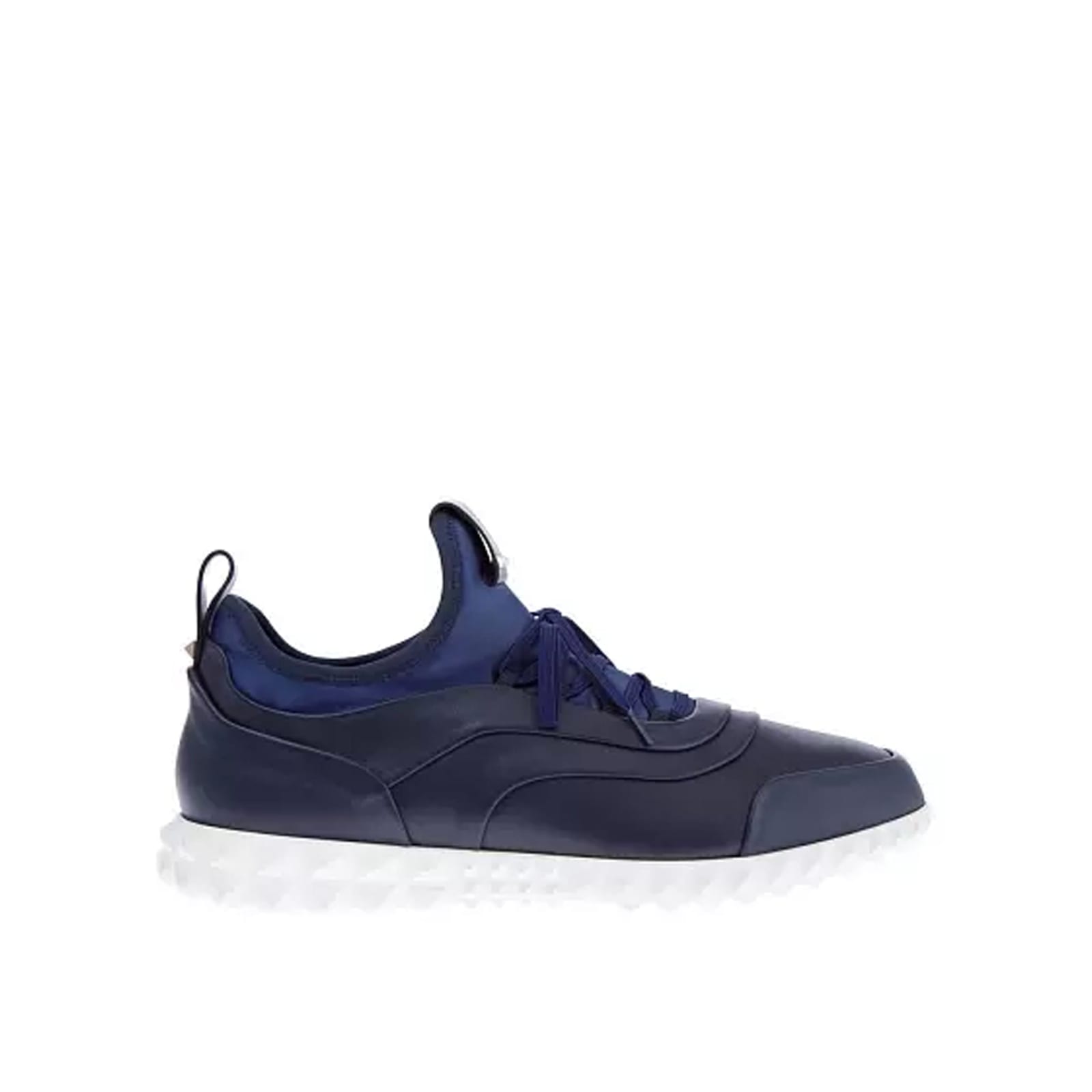 Shop Valentino Garavani Leather Sneakers In Blue