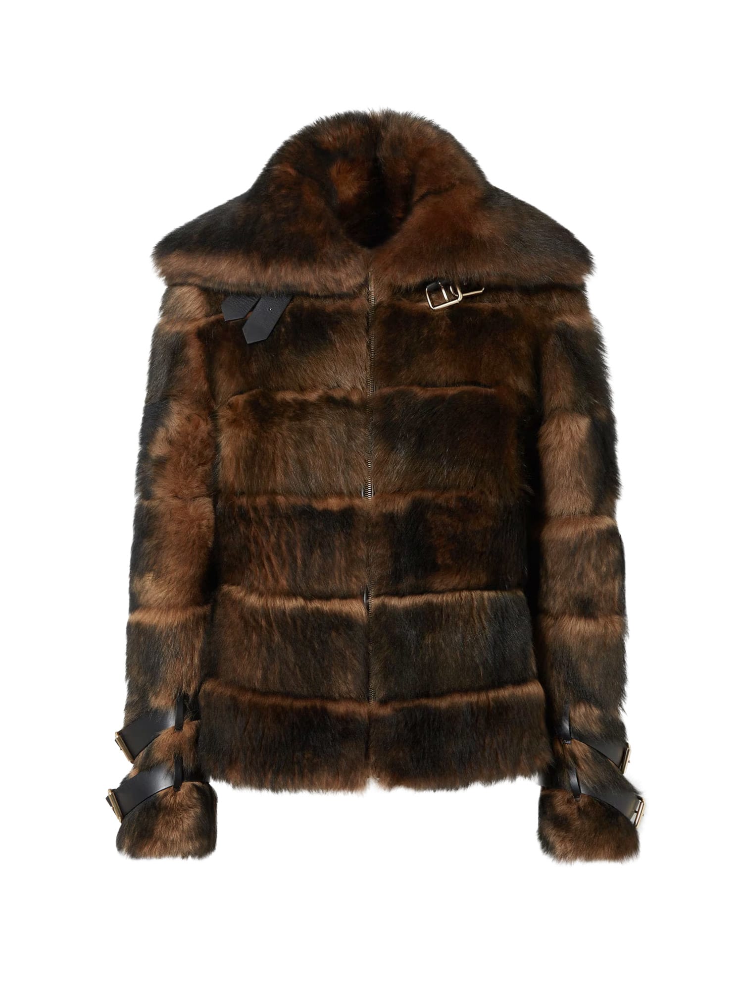 Fendi Brown Dorsato Shearling And Nappa Leather Jacket In Brown