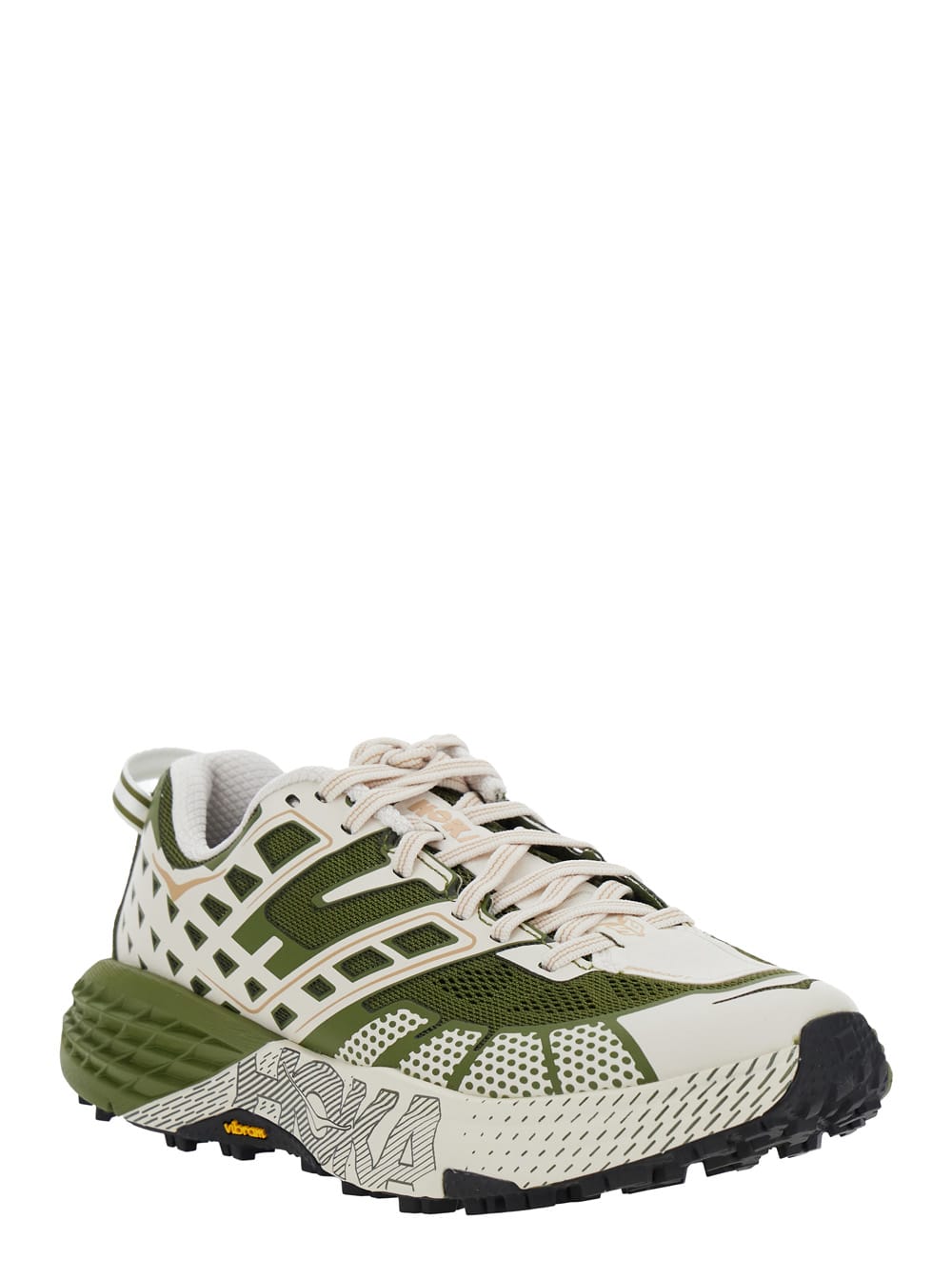 Hoka Speedgoat Green Low Top Sneakers With Geometric Motif In Tech Fabric Unisex In Green