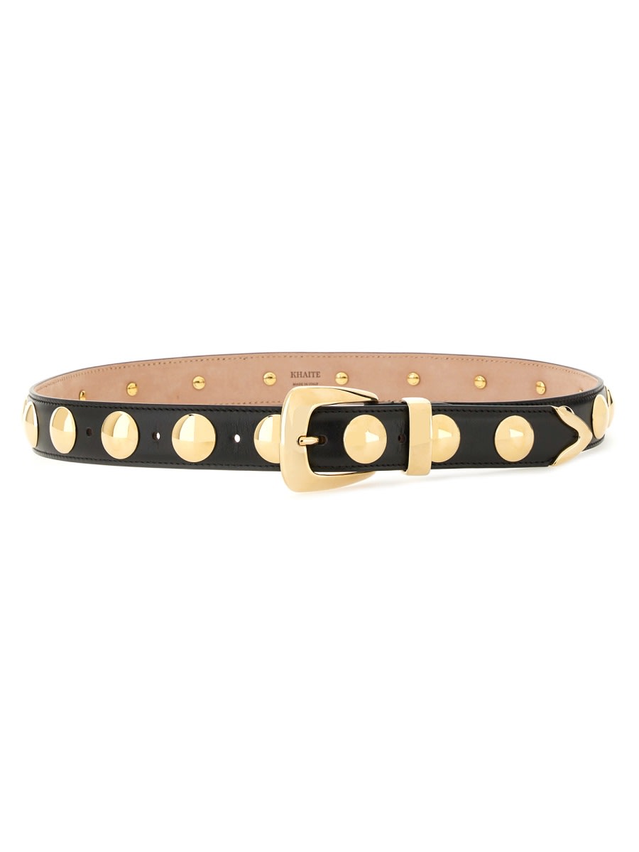 Khaite Benny Belt Whit Silver Stud Bucke In Black