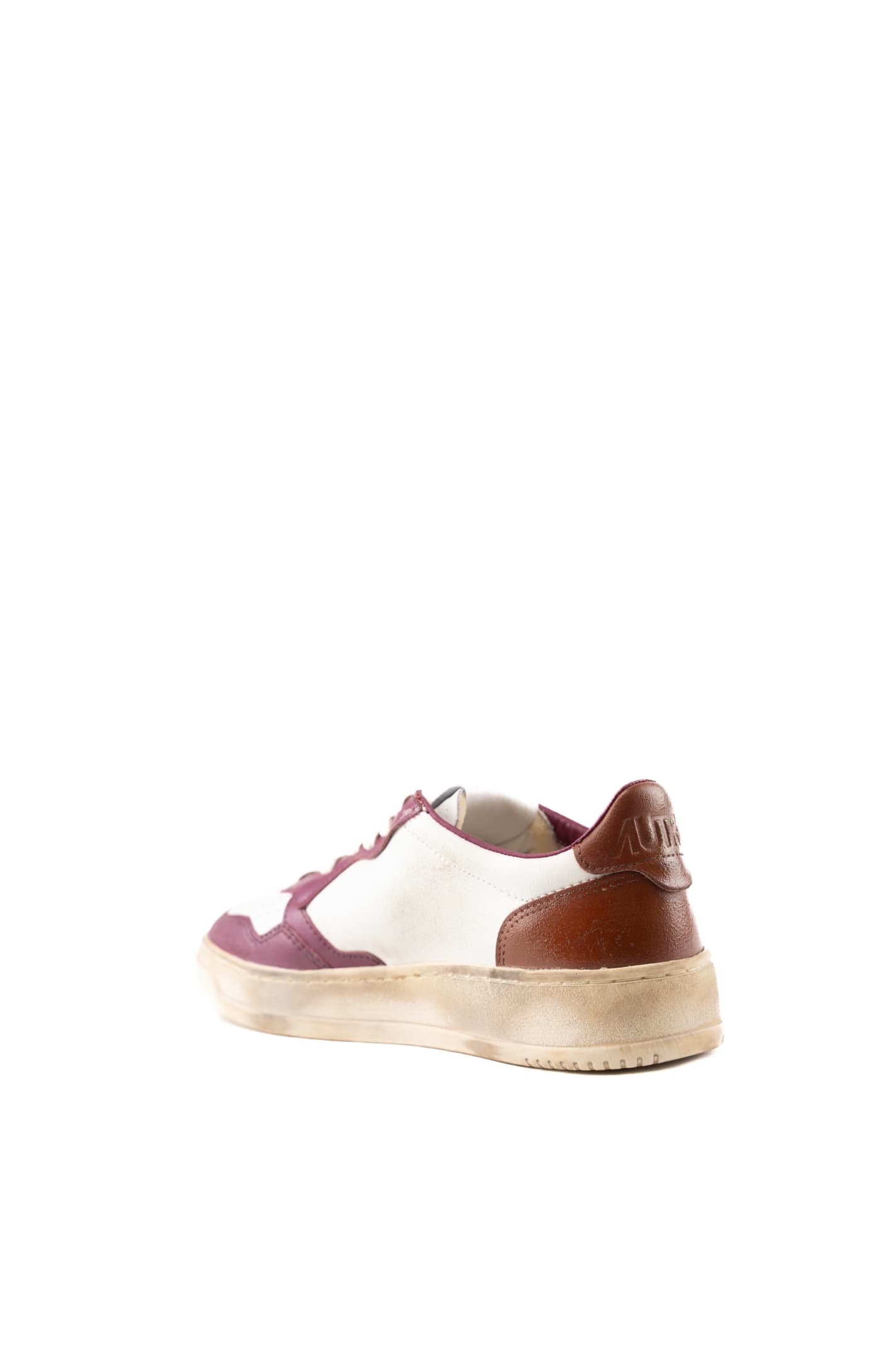 Shop Autry Medalist Low Super Vintage Sneakers In White/purple Leather In Bianco