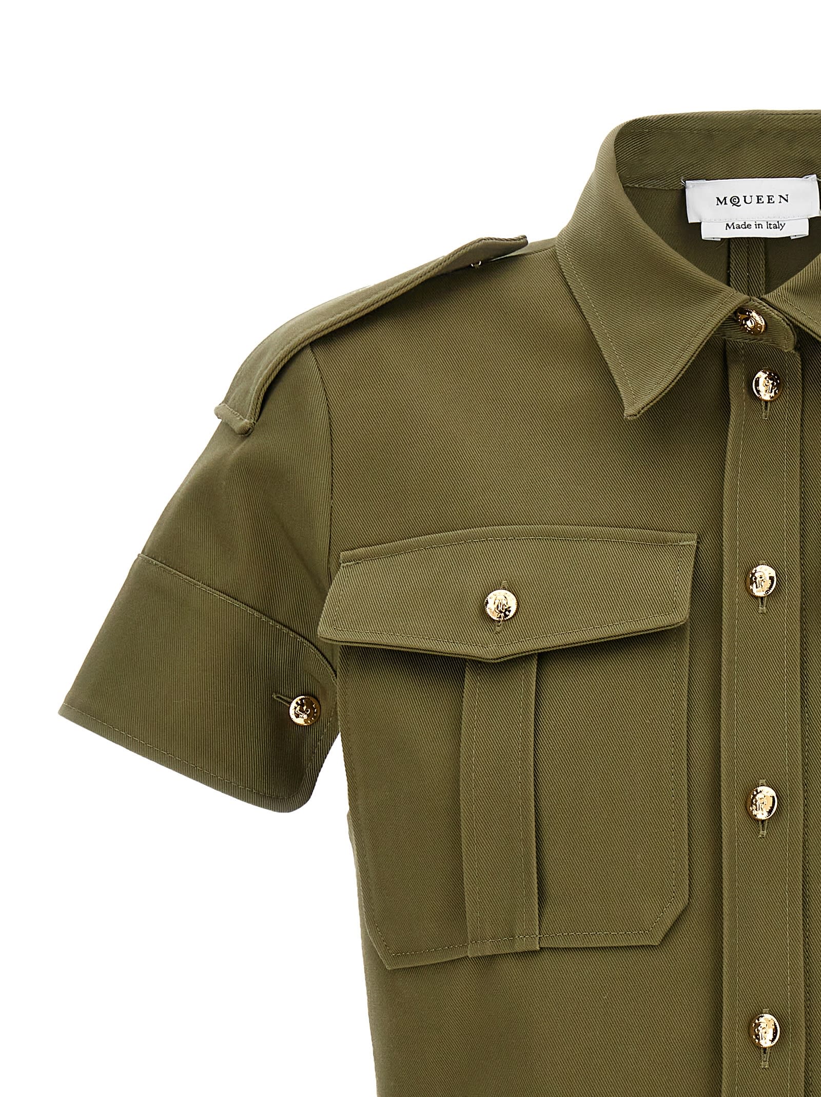 Shop Alexander Mcqueen Cropped Military Shirt In Green