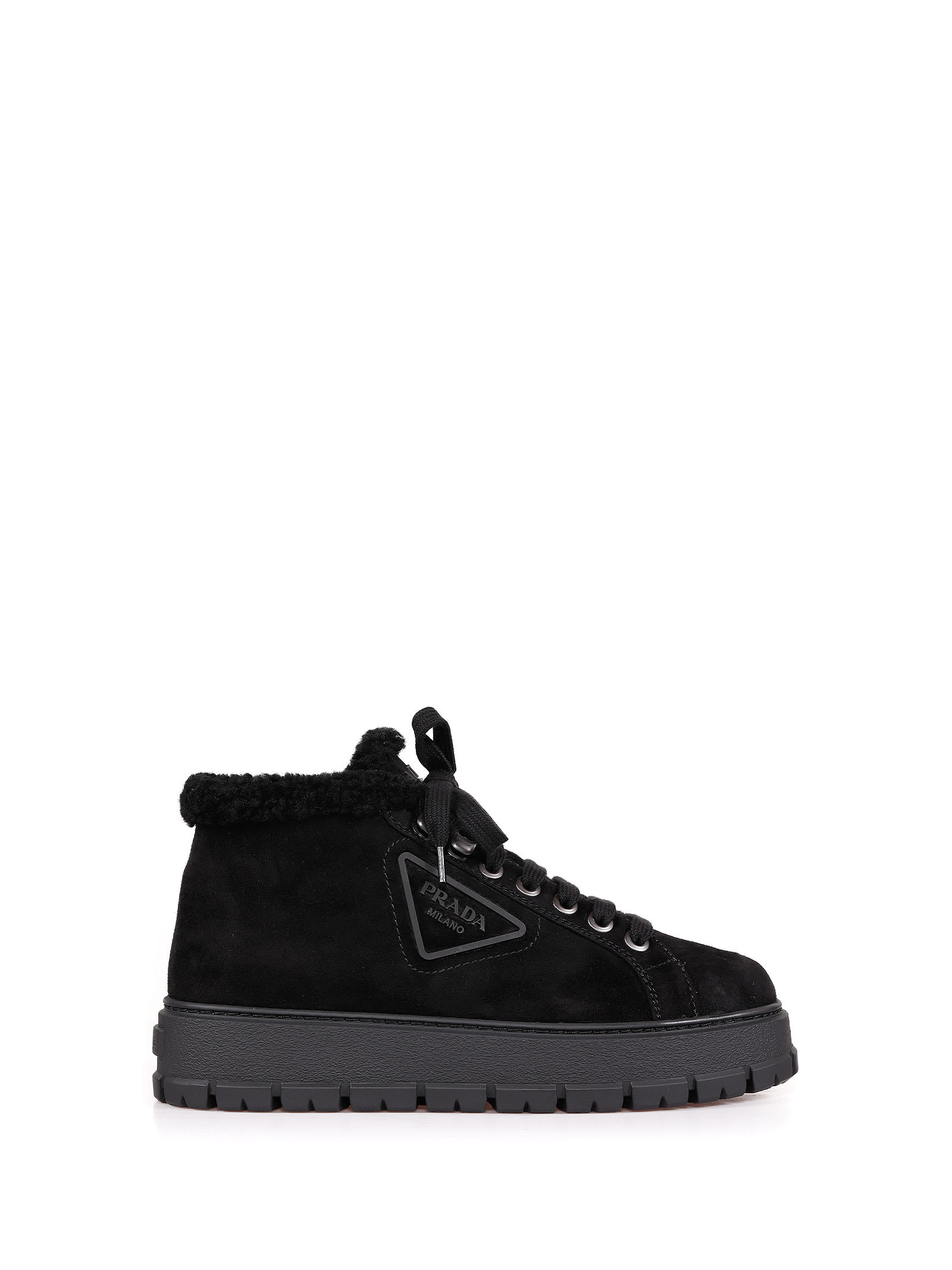 Prada Lace-up Suede Ankle Boot