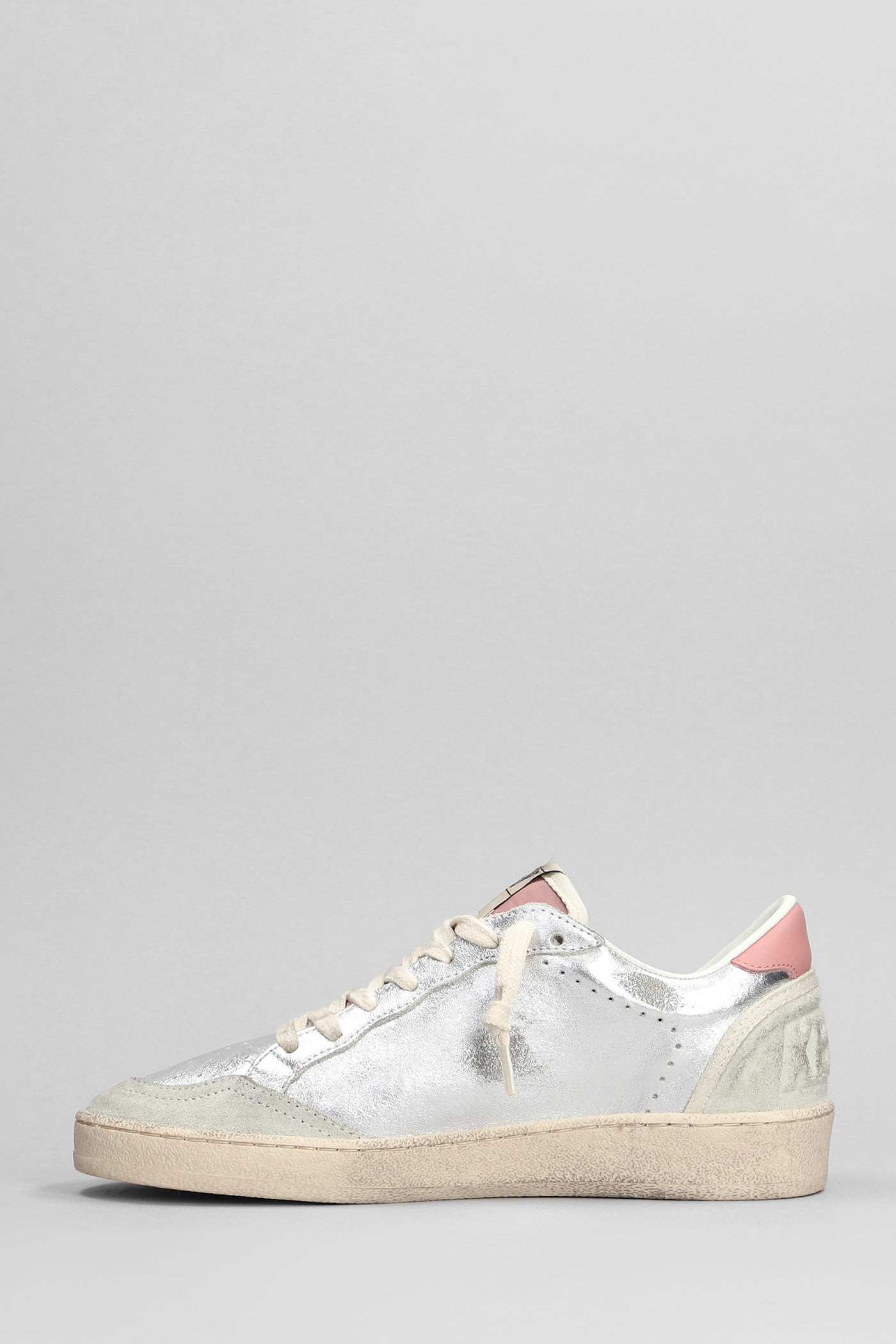 Shop Golden Goose Ball Star Sneakers In Silver Suede And Leather