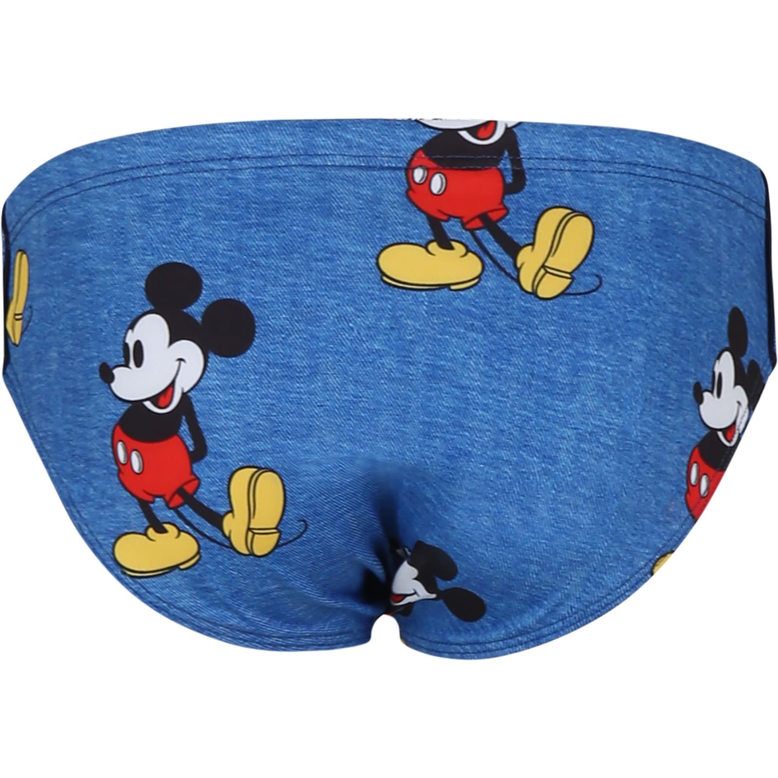 Shop Mc2 Saint Barth Blue Swim Briefs For Boy With Mickey Mouse Print And Logo