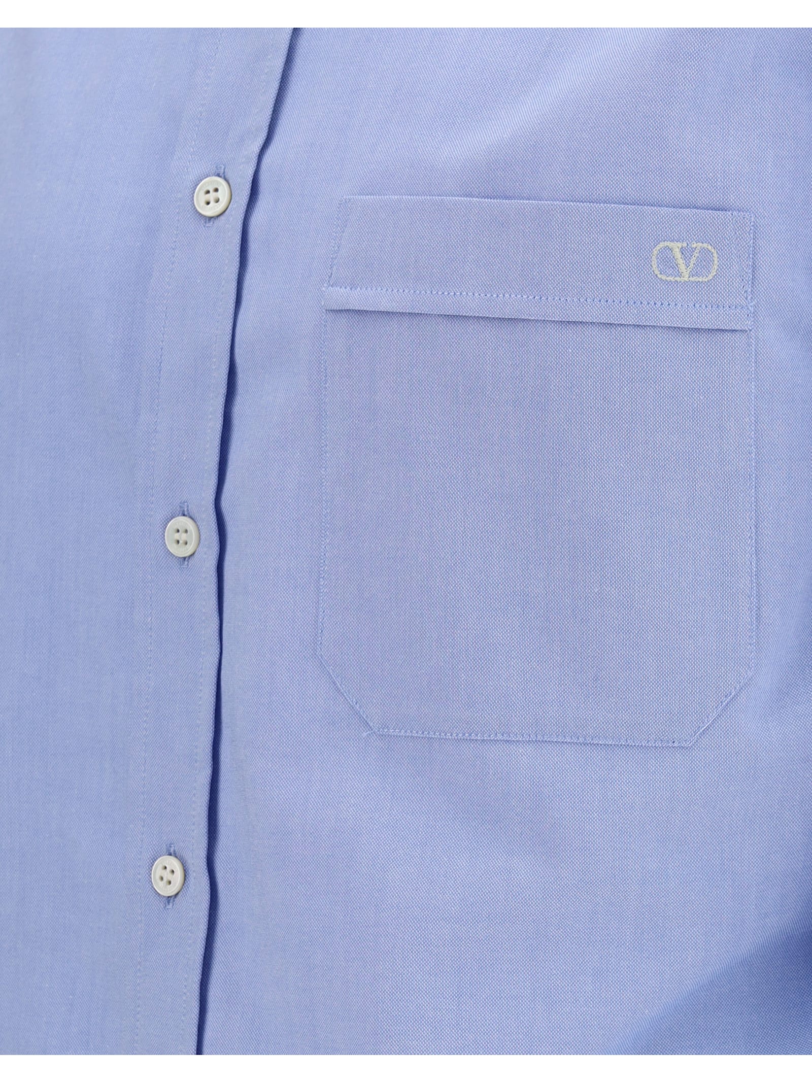 Valentino Camicia Maniche Lunghe Celeste In Blue