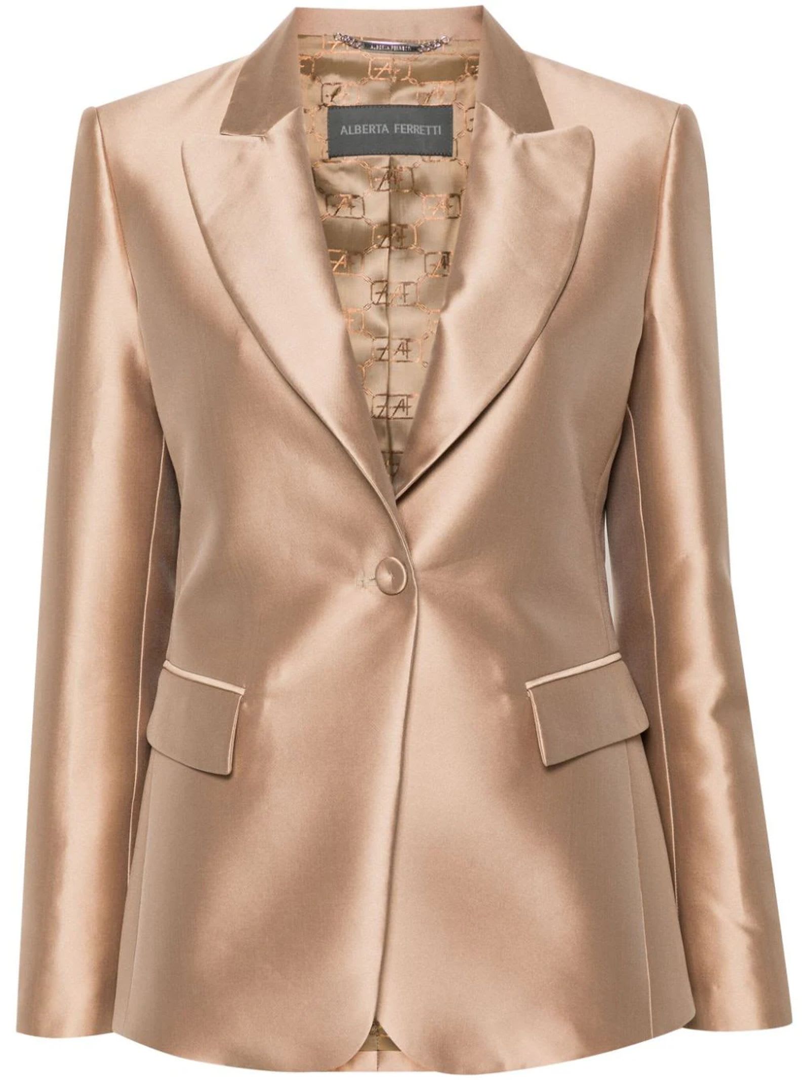 Beige Satin Mikado Blazer