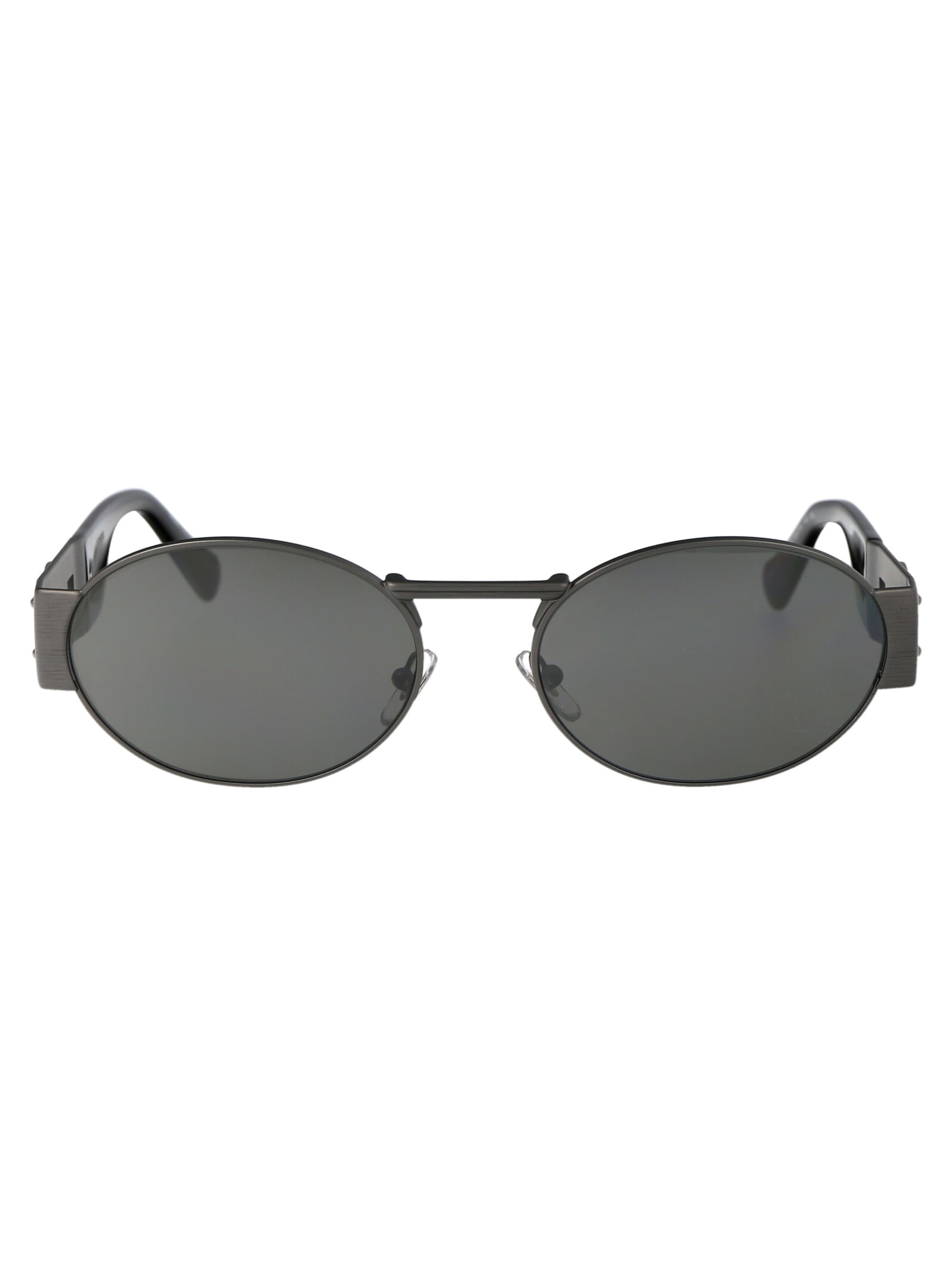 Versace Matte Gunmetal Metal Sunglasses In Gold