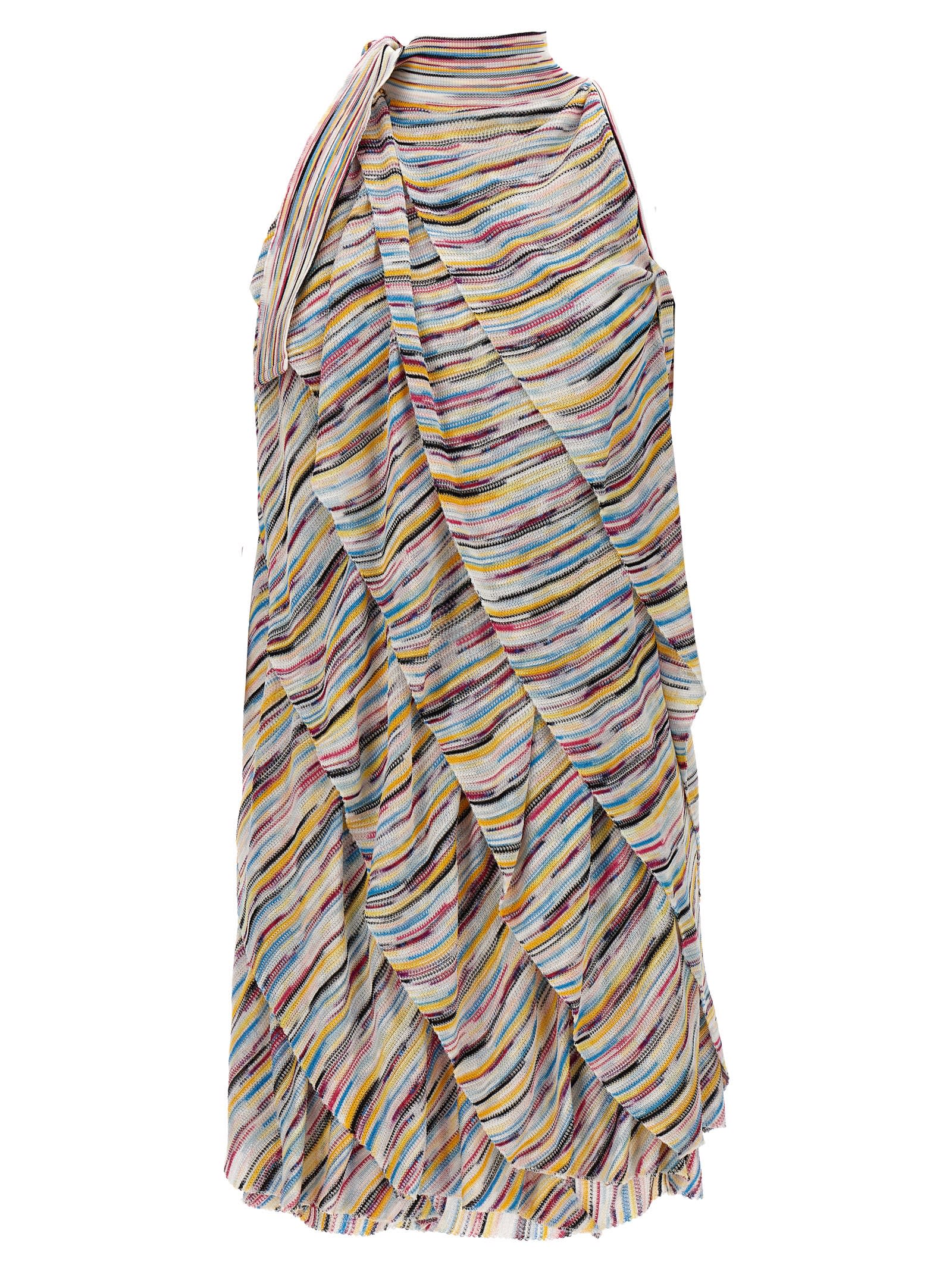 Shop Missoni Flounced Dress In Multicolor