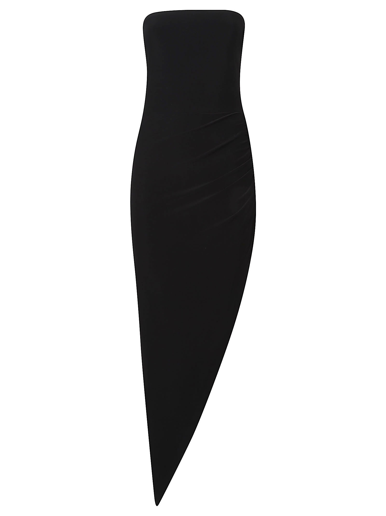 Norma Kamali Strapless Ruched Stretch-jersey Midi Dress In Black