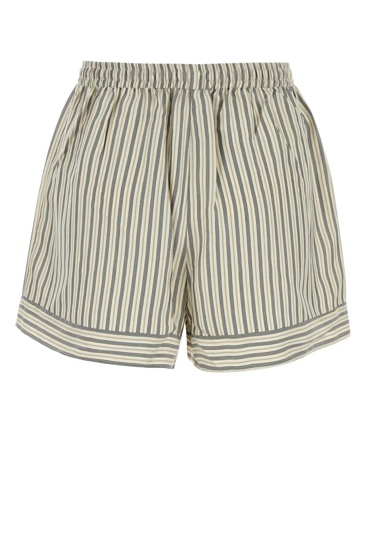 Le Kasha Embroidered Silk Wensu Shorts In Neutral